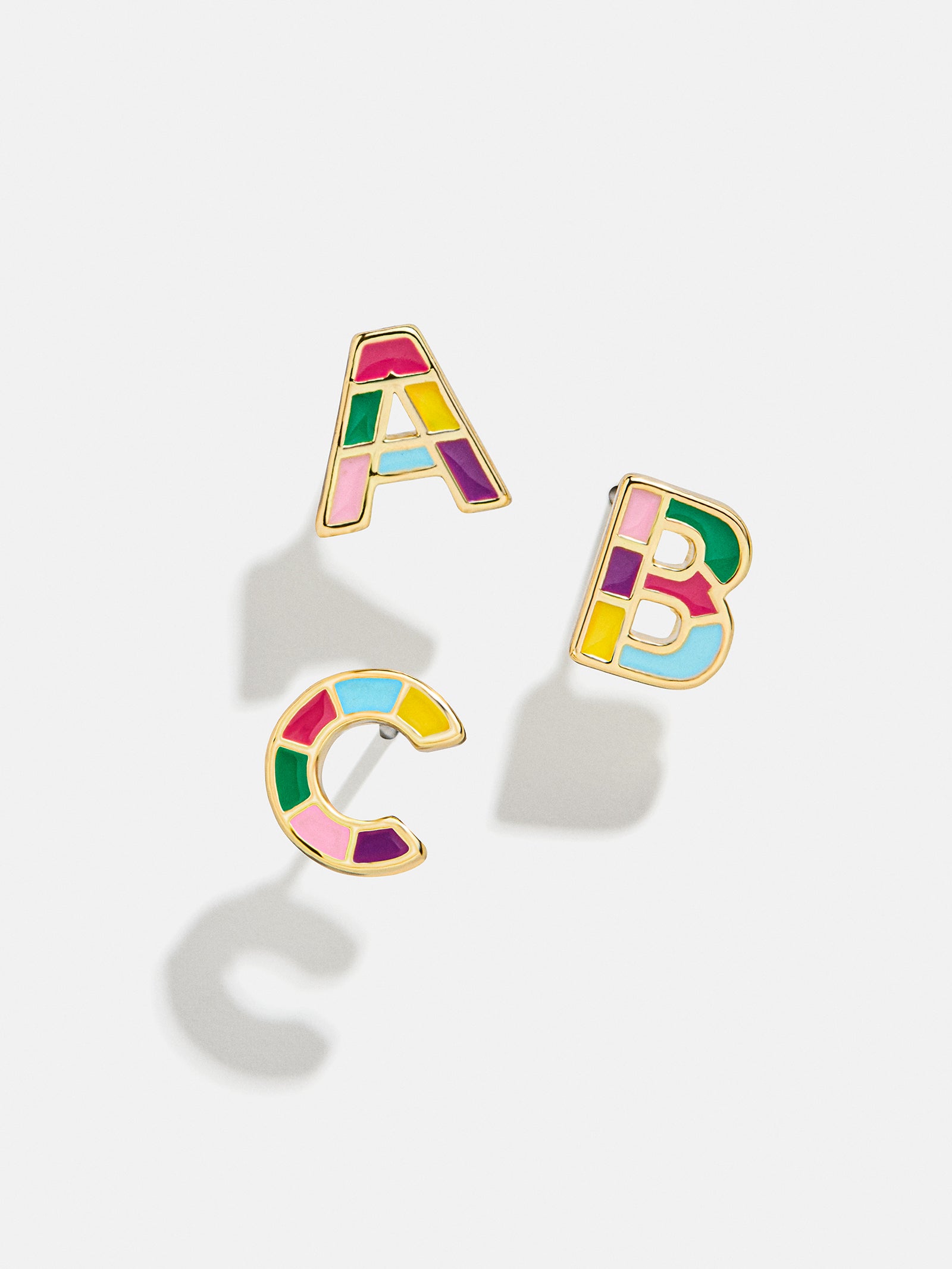 Kids' Rainbow Initial Earrings - Gold/Multi-Blues Comming