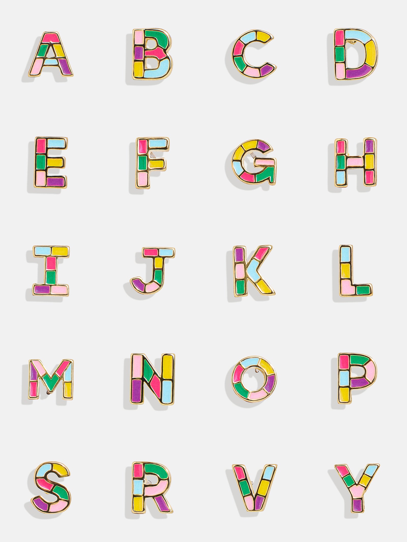 Kids' Rainbow Initial Earrings - Gold/Multi-Blues Comming