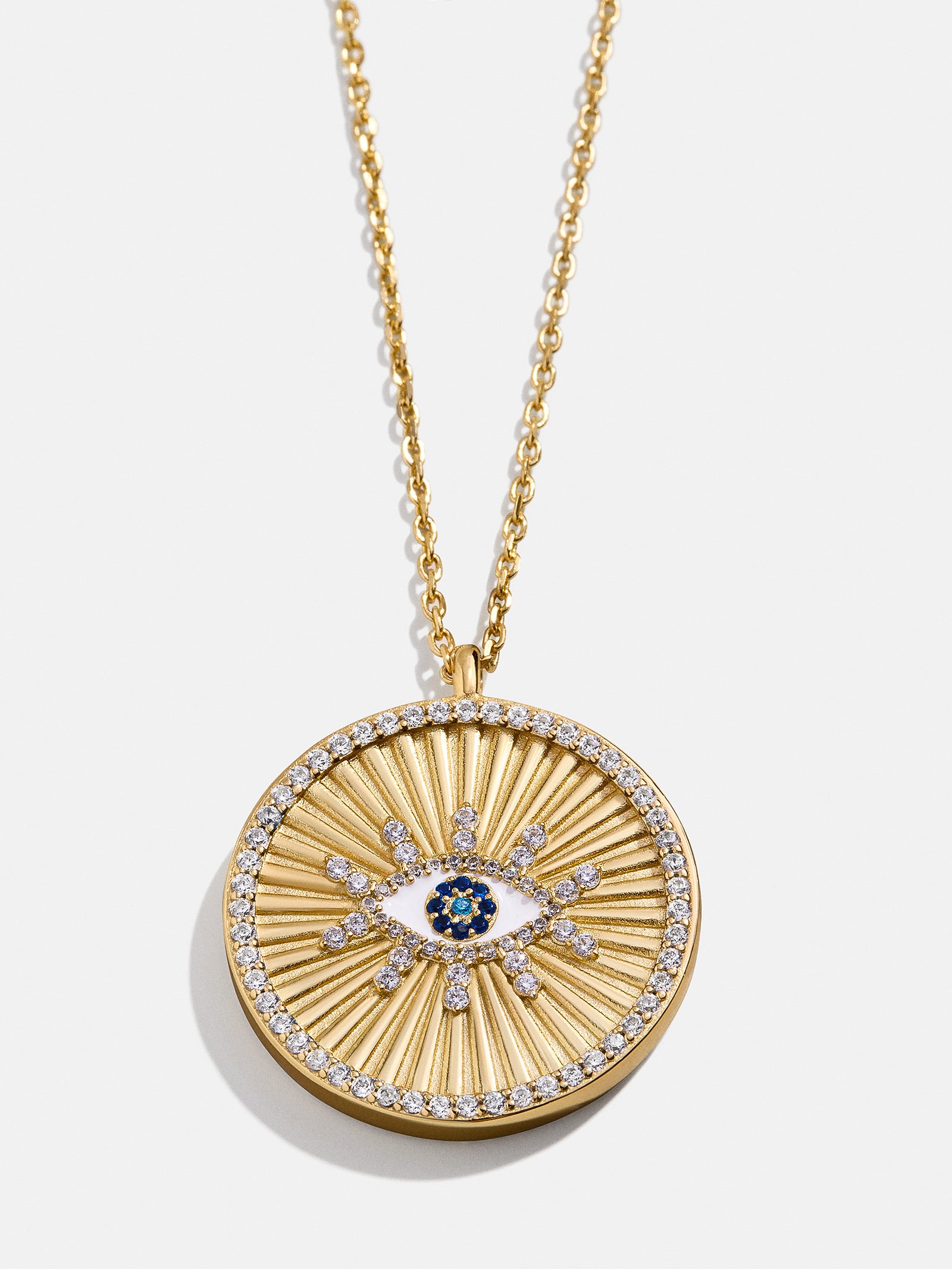 18K Gold Evil Eye Reversible Pendant Necklace - Evil Eye-Blues Comming