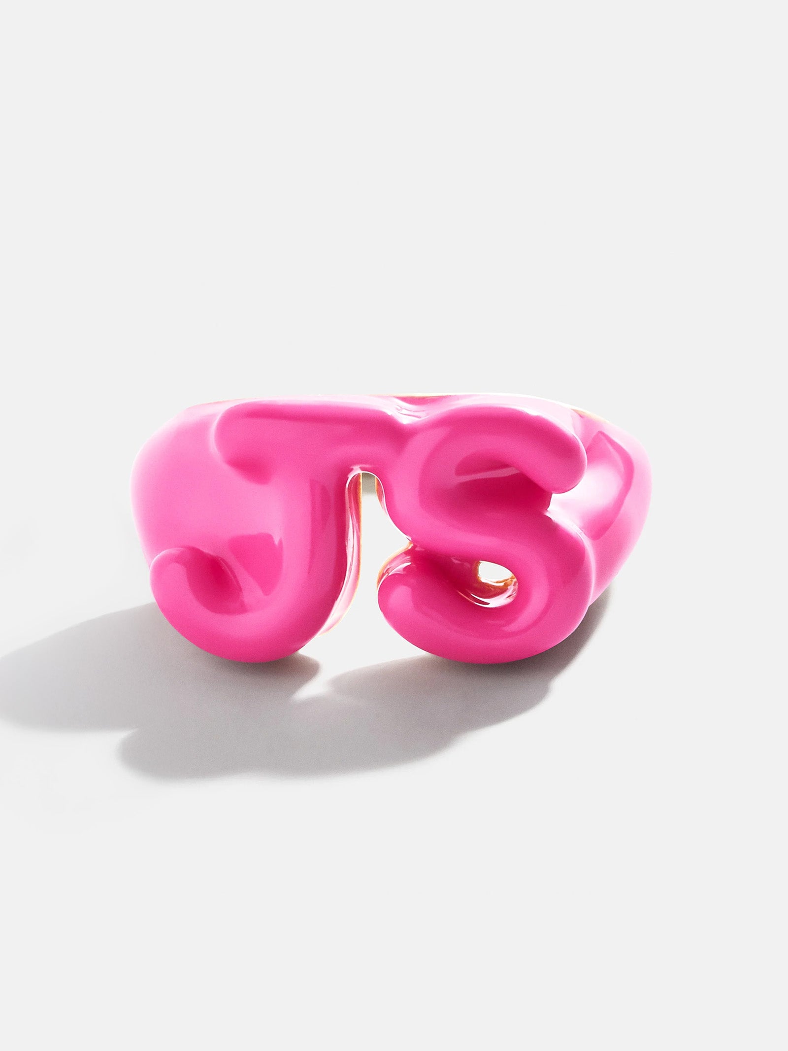 Block Enamel Custom Initial Ring - Hot Pink-Blues Comming