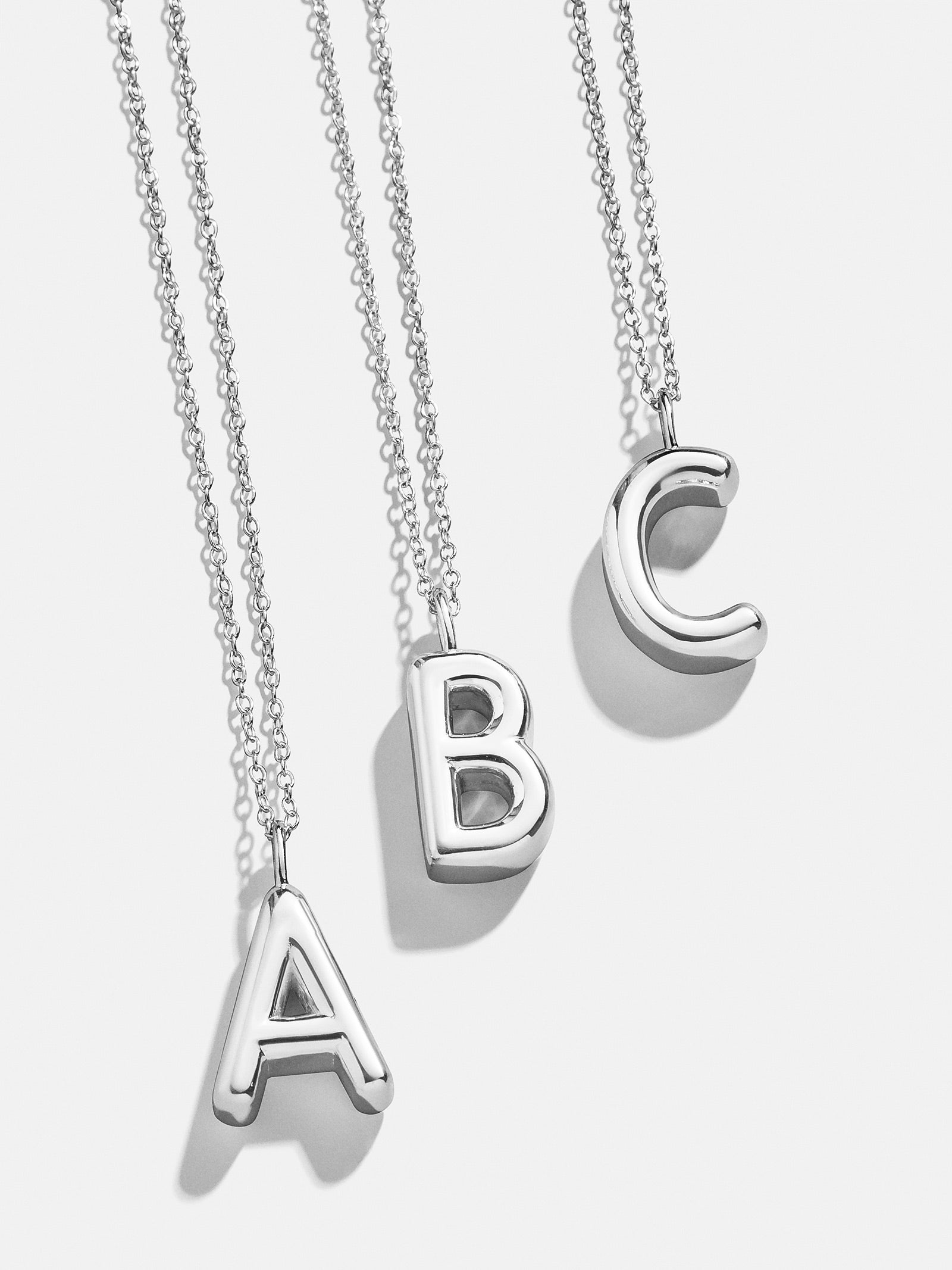 Classic Silver Initial Necklace - Silver-Blues Comming