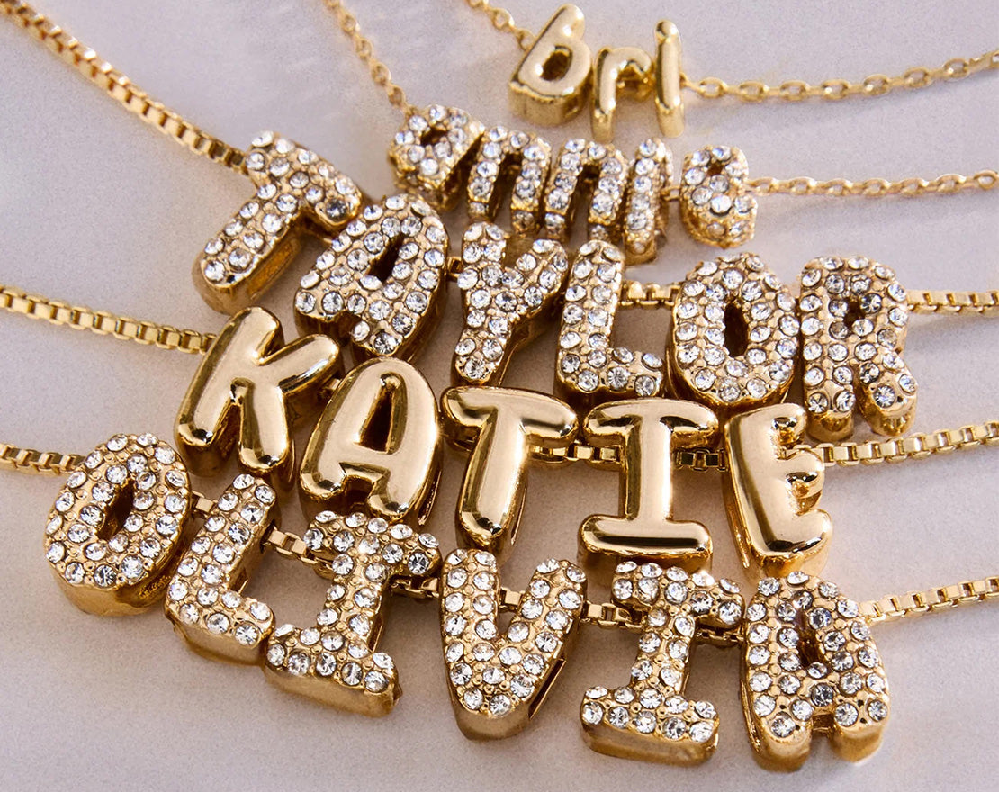 Bubble Letter Custom Necklace - Extra Small Bubble Letter-Blues Comming