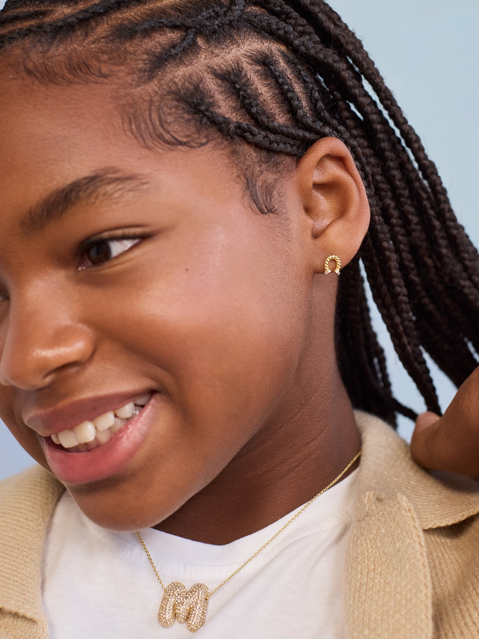 Lucky You 18K Gold Kids' Horseshoe Earrings - Horseshoe-Blues Comming