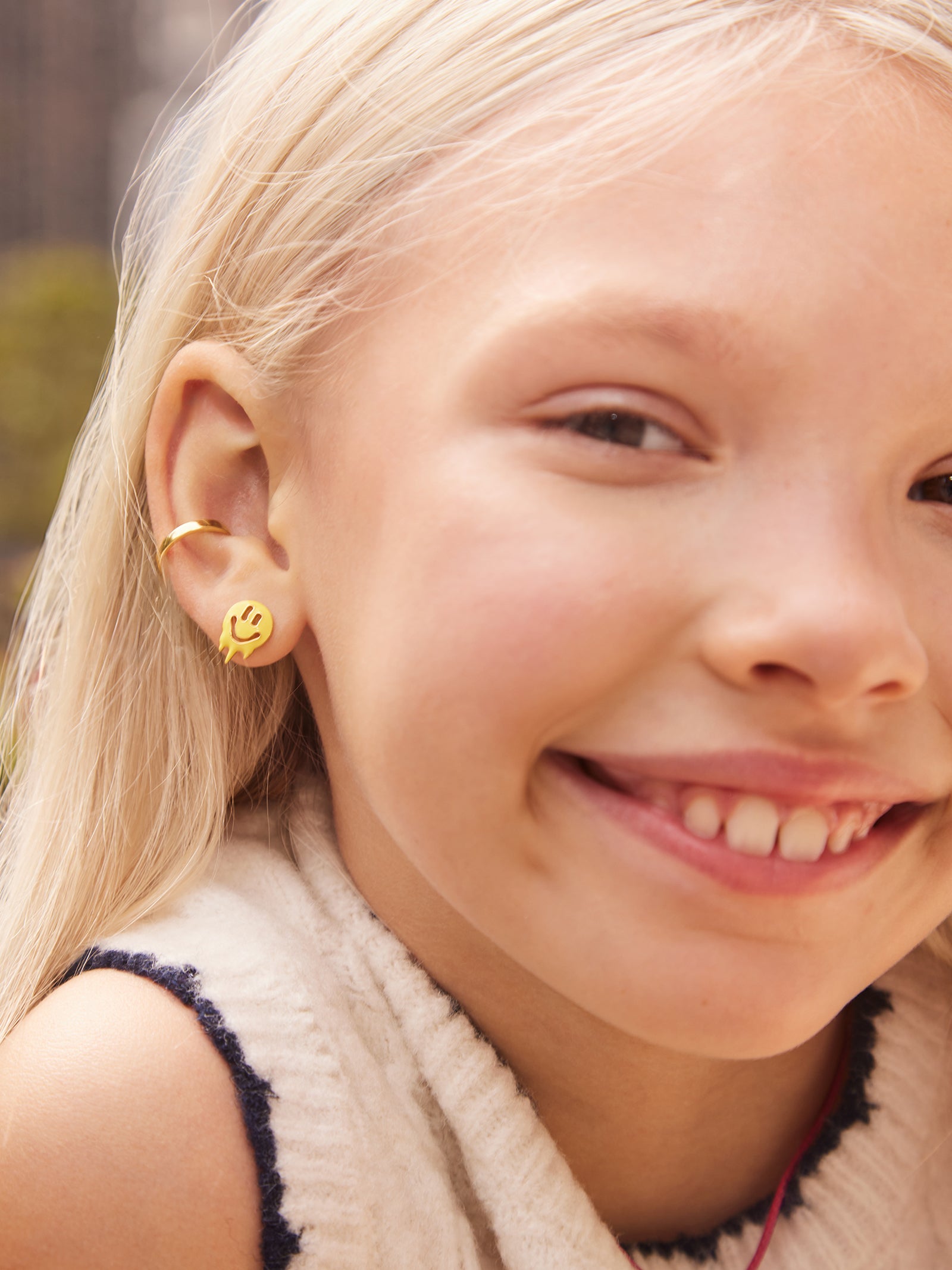 Smile Drip 18K Gold Kids' Earrings - Smiley-Blues Comming