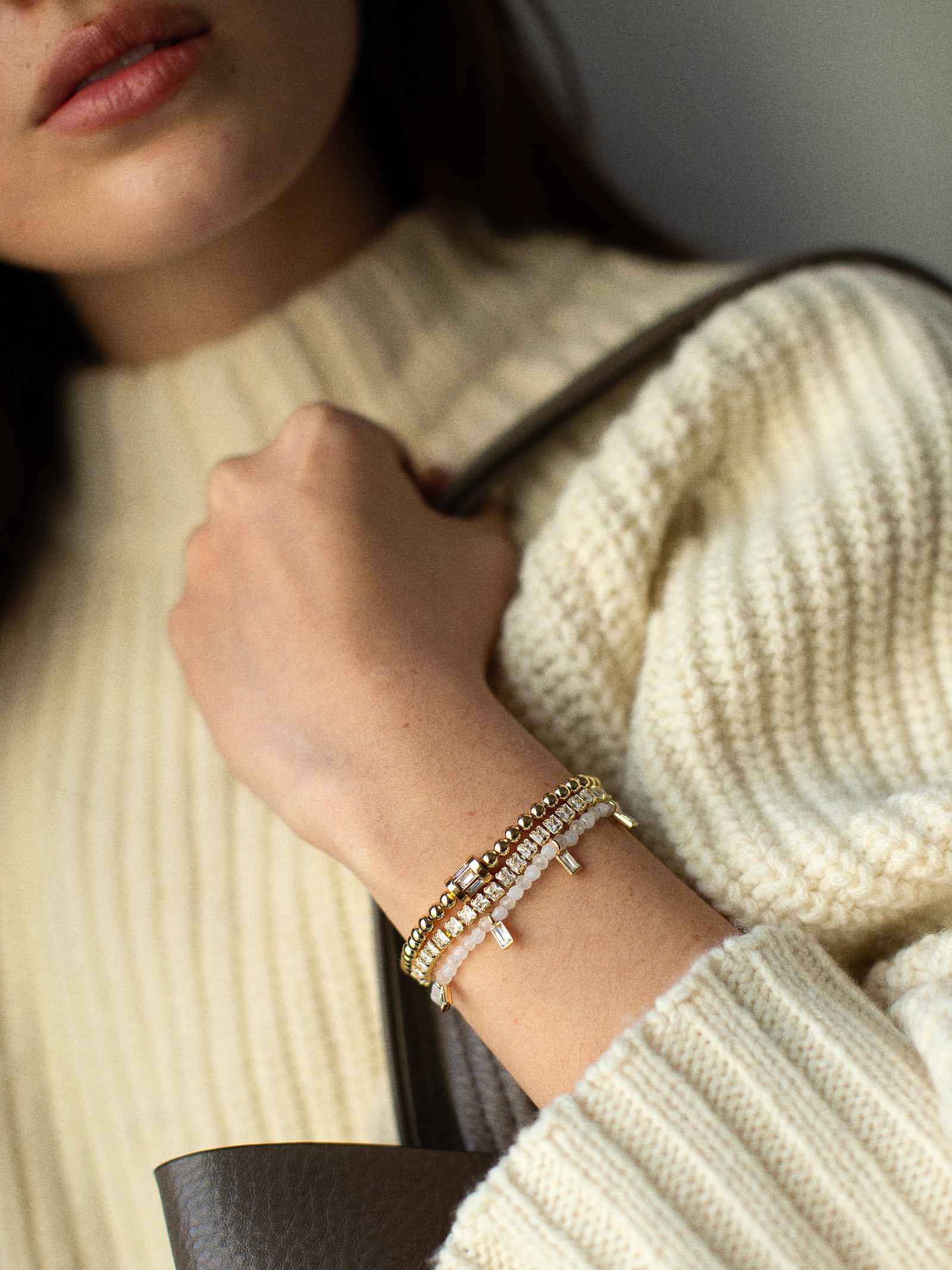 Crystal Beaded Bracelet - White-Blues Comming