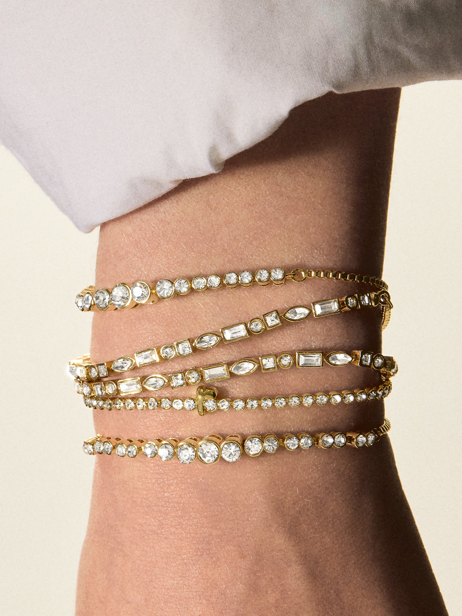 Daphne Pull Tie Bracelet - Gold/Pavé-Blues Comming