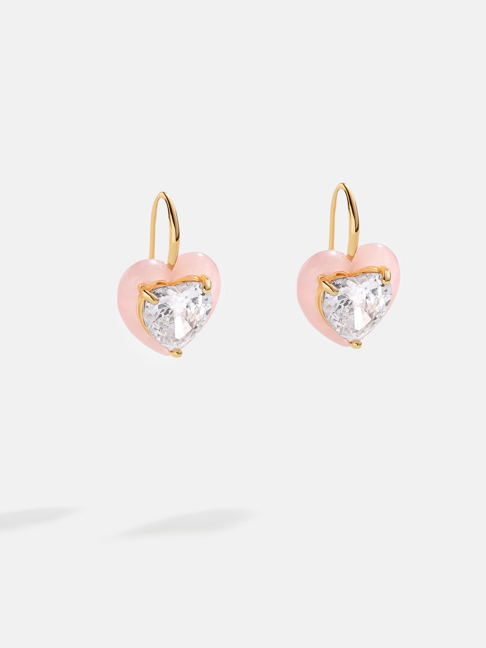 Alma Earrings - Jeweled Pink Heart Drop Earrings-Blues Comming