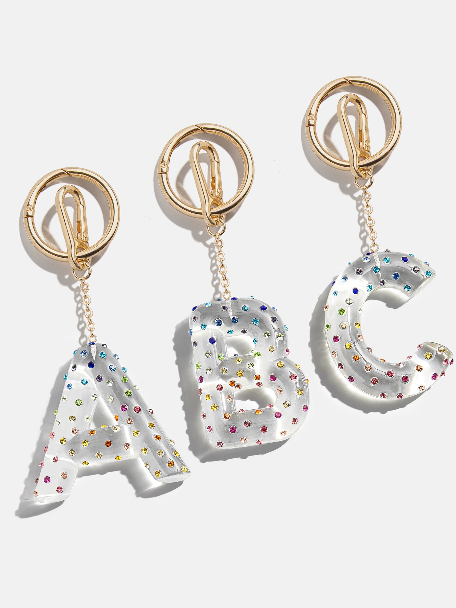 Confetti Initial Bag Charm - Multi-Blues Comming