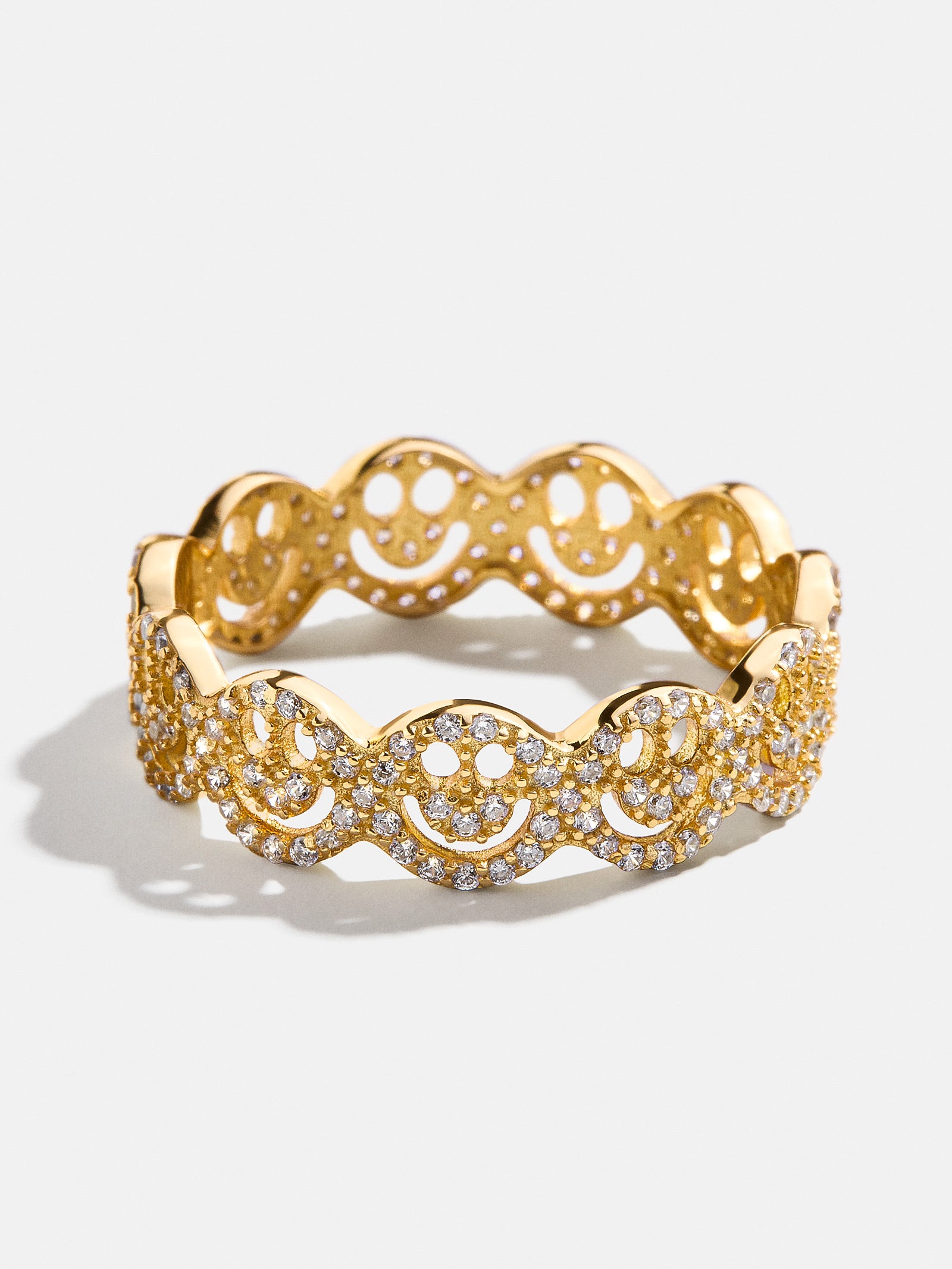 18K Gold Smiley Pavé Ring - Smiley Face-Blues Comming