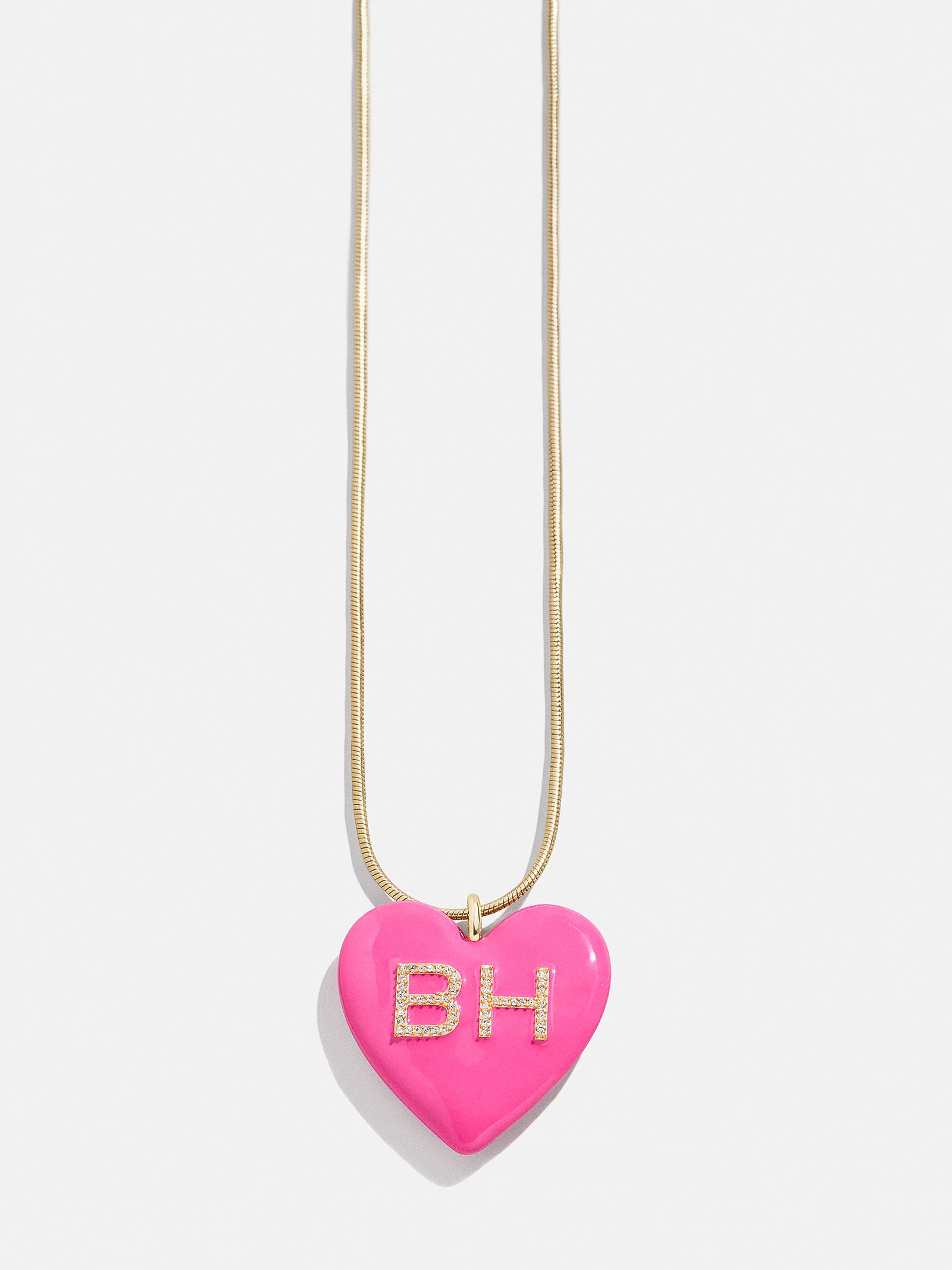 Millie Bubble Heart Custom Initial Necklace - Hot Pink-Blues Comming