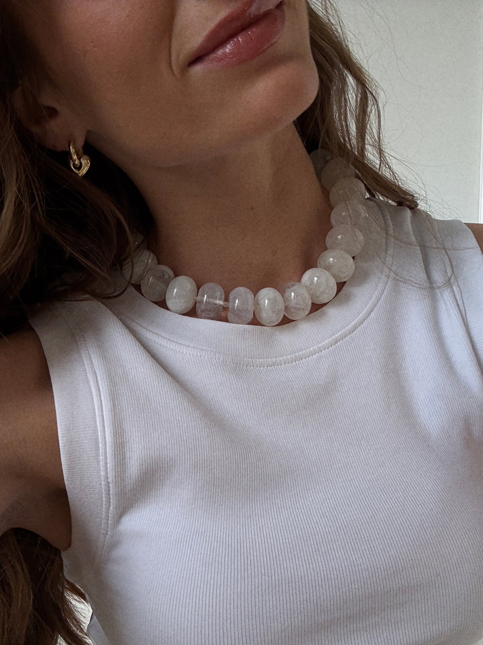 Joan Semi-Precious Necklace - White-Blues Comming