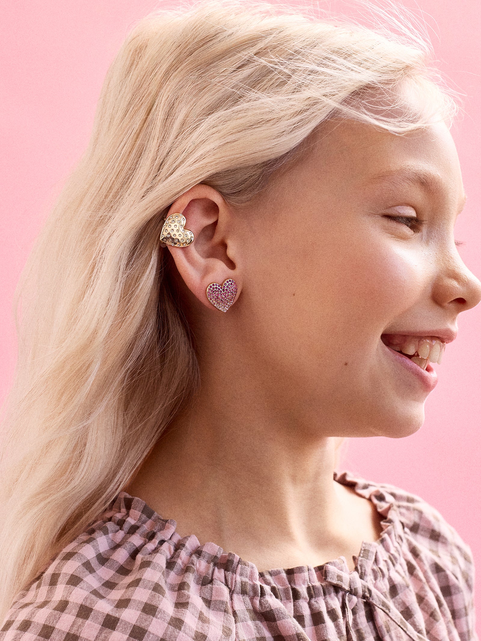 Heart To Heart Kids' Clip-On Earring Set - Pavé Heart Stud-Blues Comming