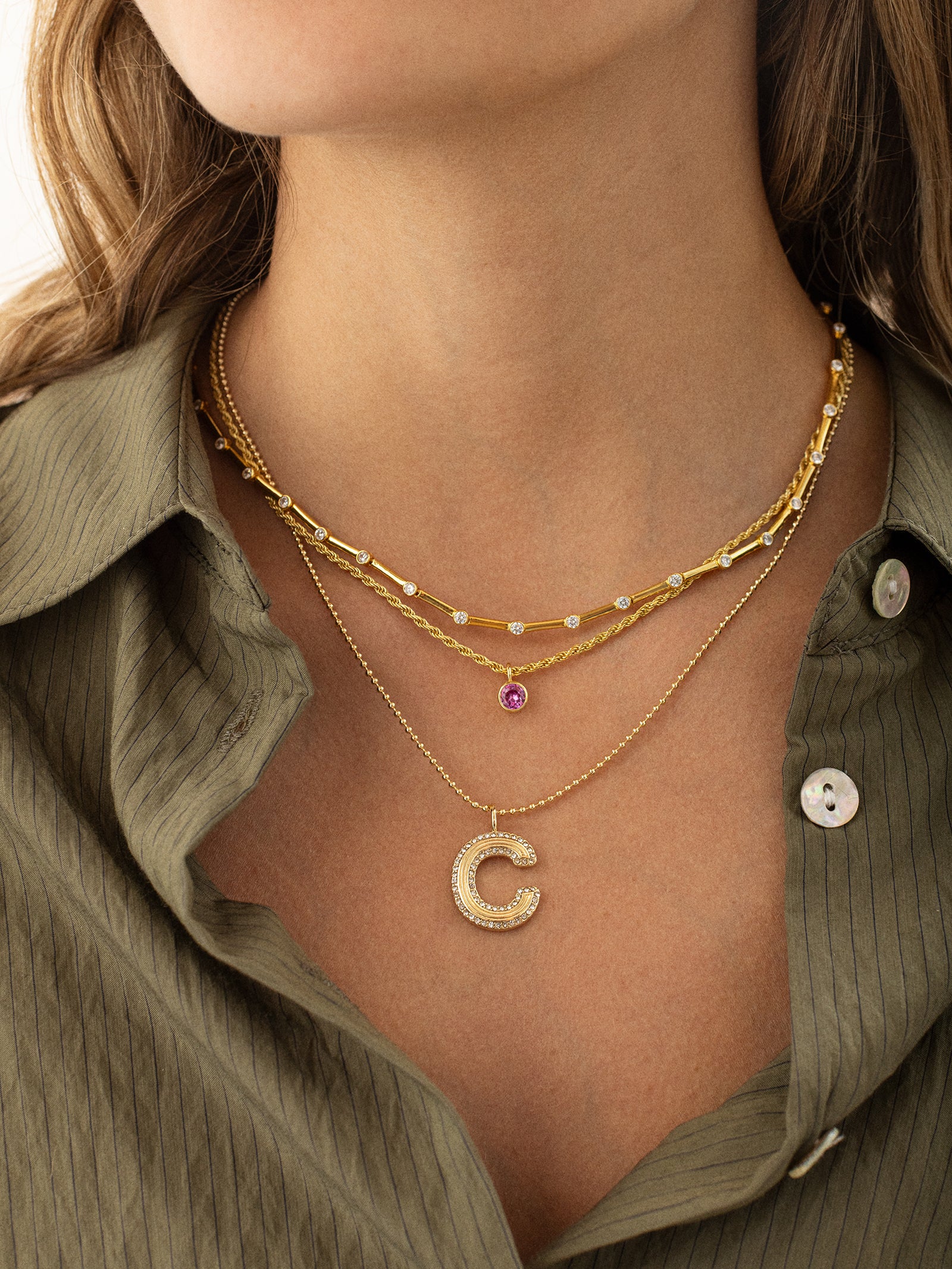 Arianna Initial Necklace - Gold/Pavé-Blues Comming