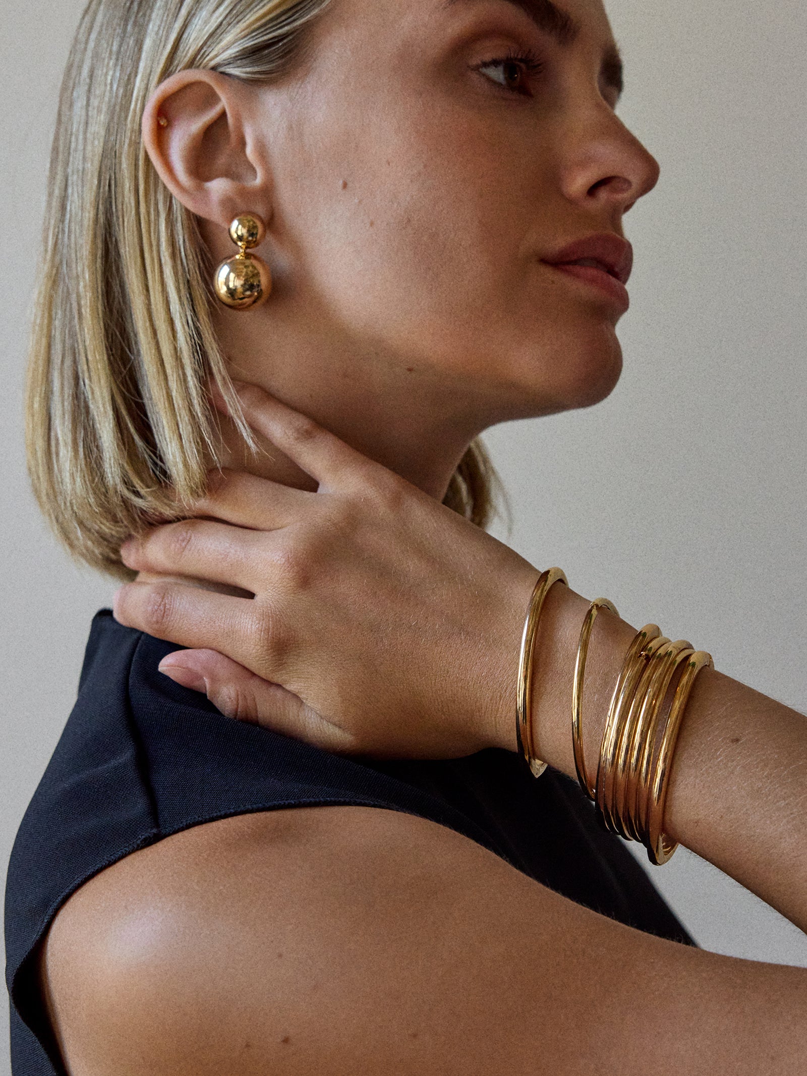 Ann Drop Earrings - Gold Ann Earrings-Blues Comming