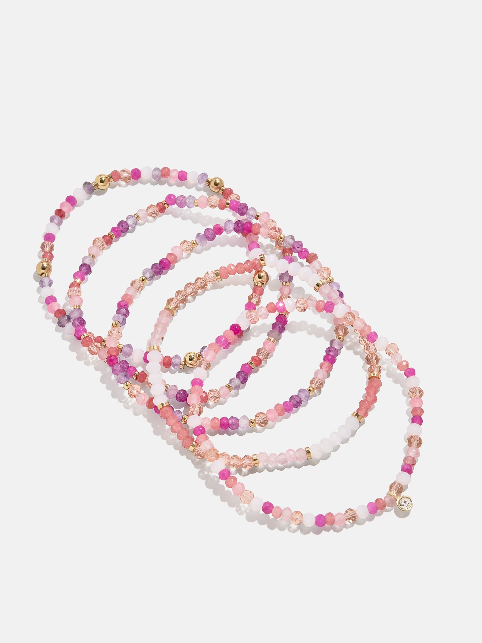 Indya Semi-Precious Layered Bracelet Set - Pink Multi-Blues Comming