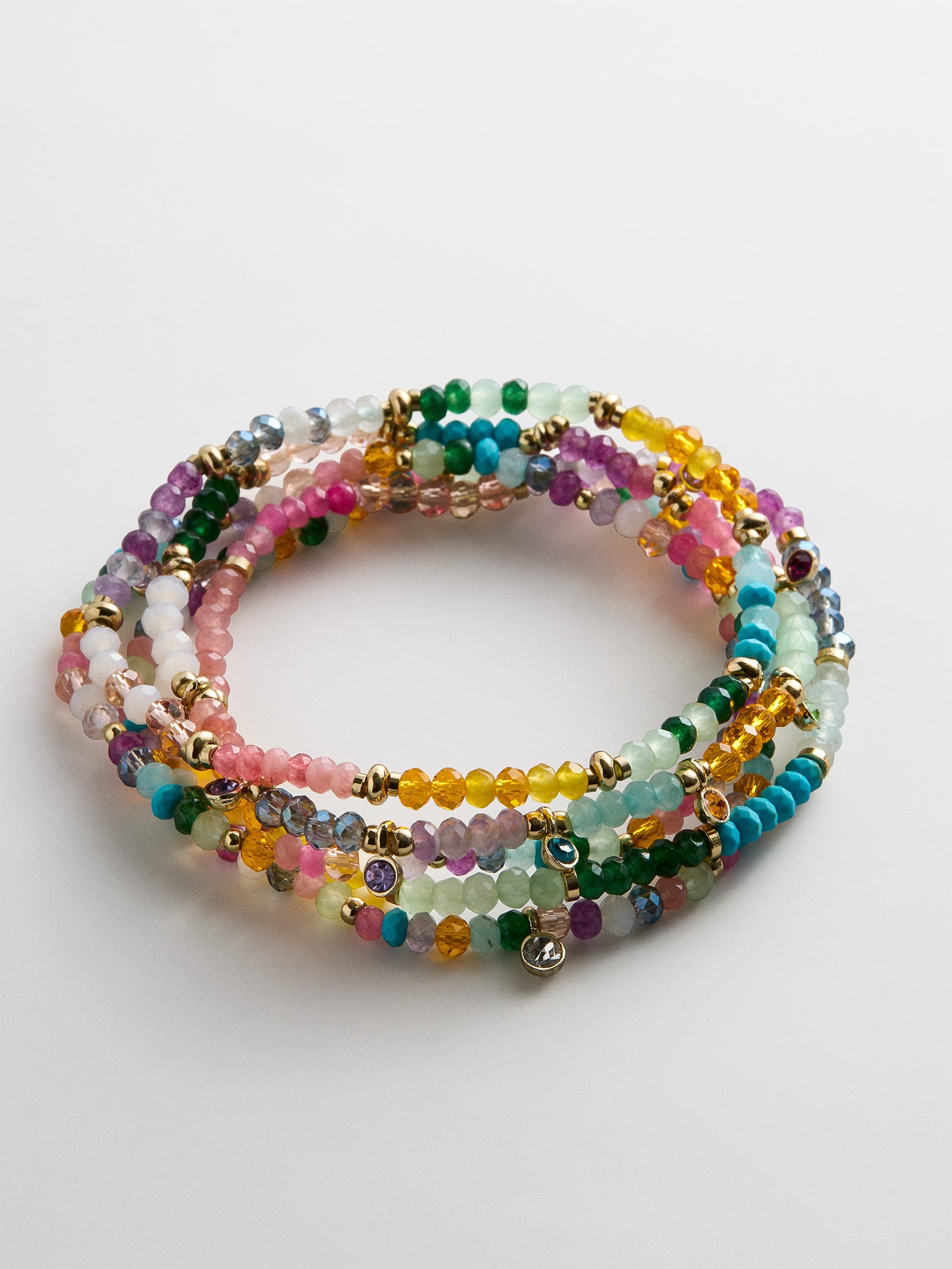 Indya Semi-Precious Layered Bracelet Set  - Multi-Blues Comming