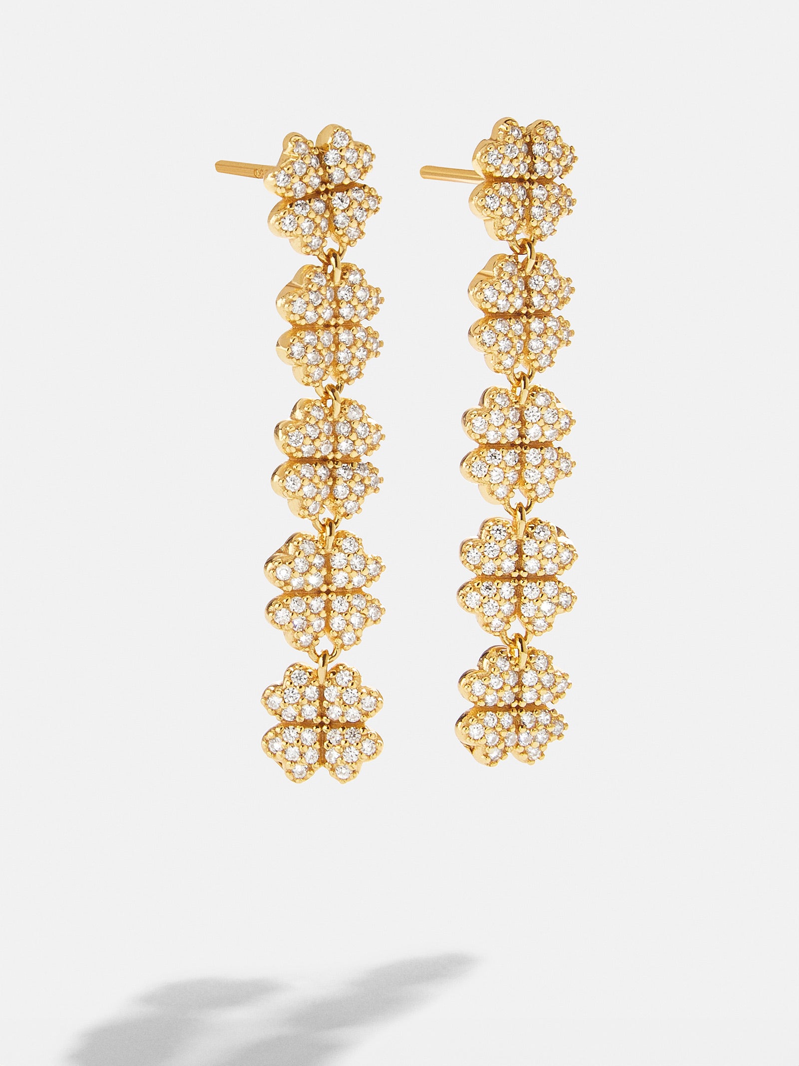 18K Gold Lucky Clover Drop Earrings - Clover-Blues Comming