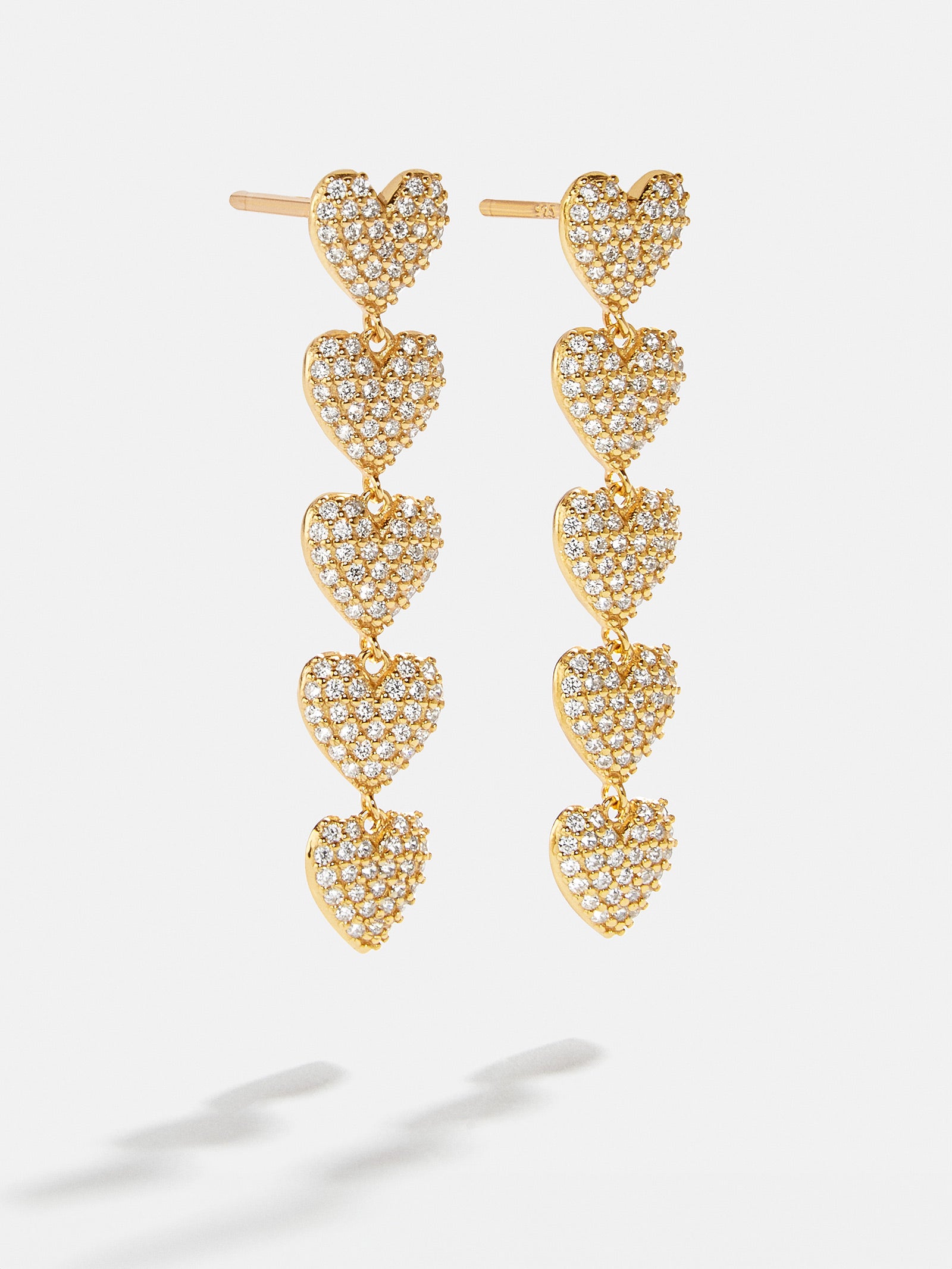 18K Gold Heart Drop Earrings - Heart-Blues Comming