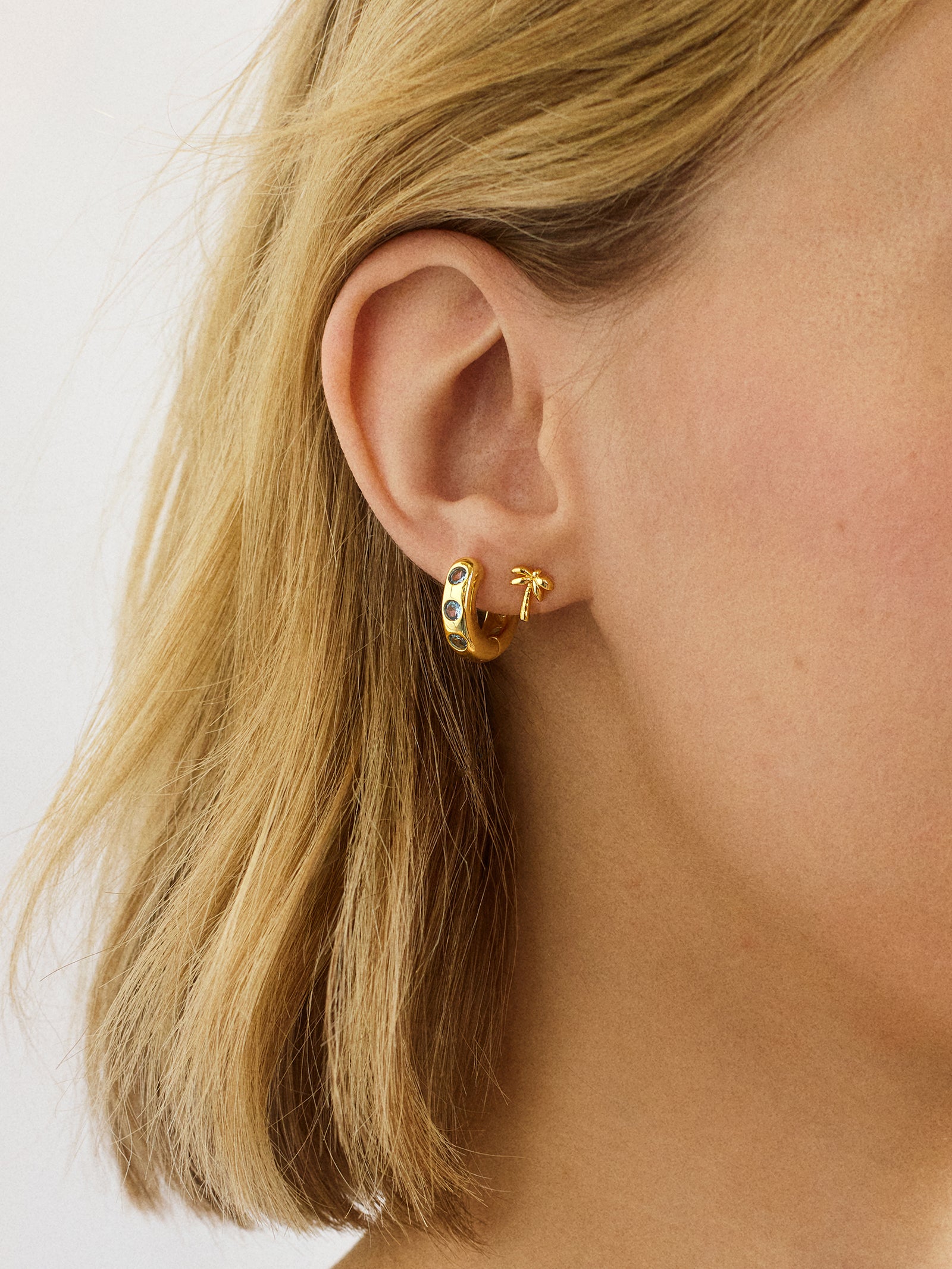 18K Gold Just For Fun Earrings - Palm Tree-Blues Comming