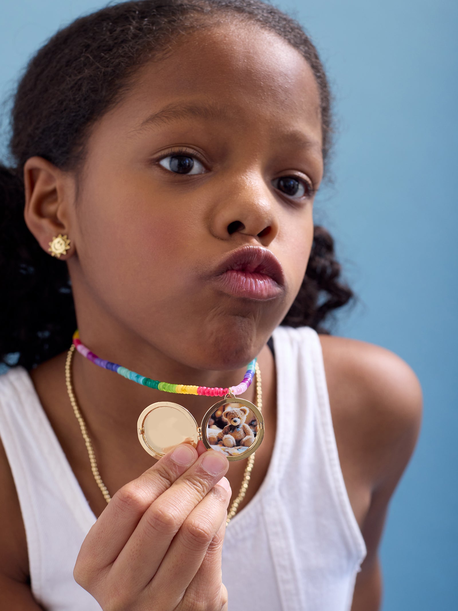 Lil' Smiley Kids' Locket Necklace - Smiley Face-Blues Comming