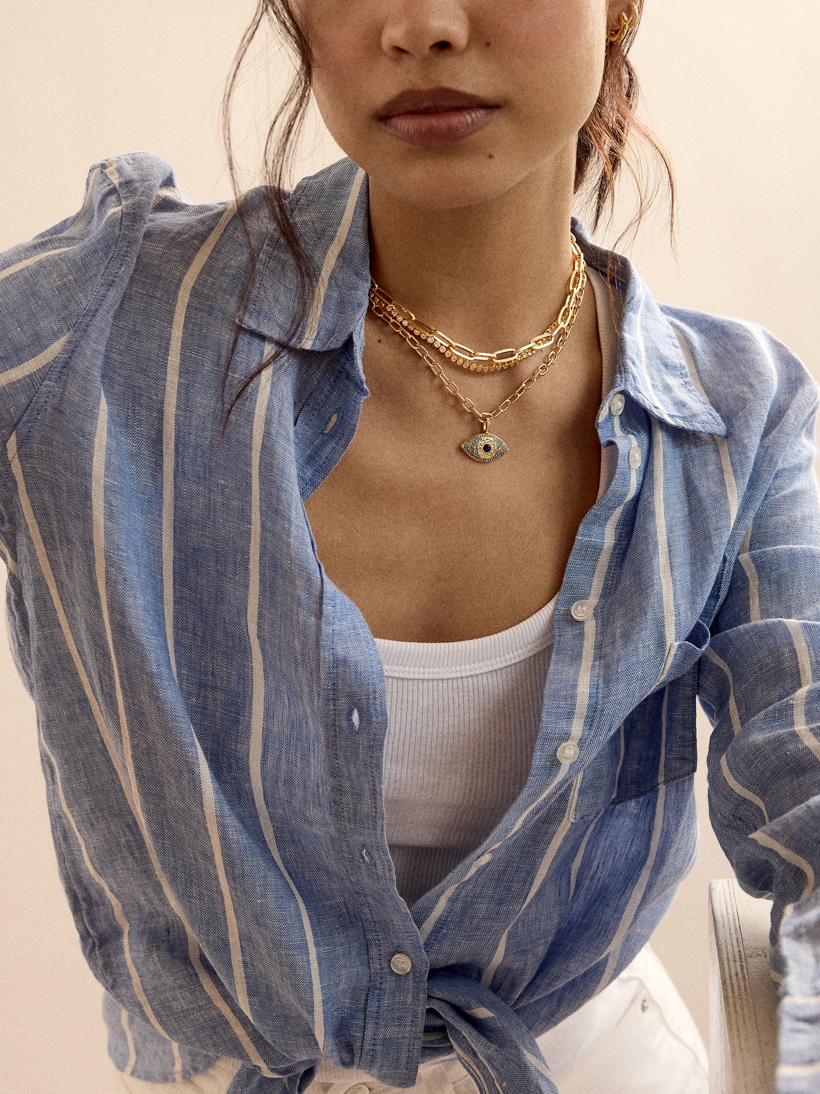 Eyes Out Necklace - Gold/Blue-Blues Comming