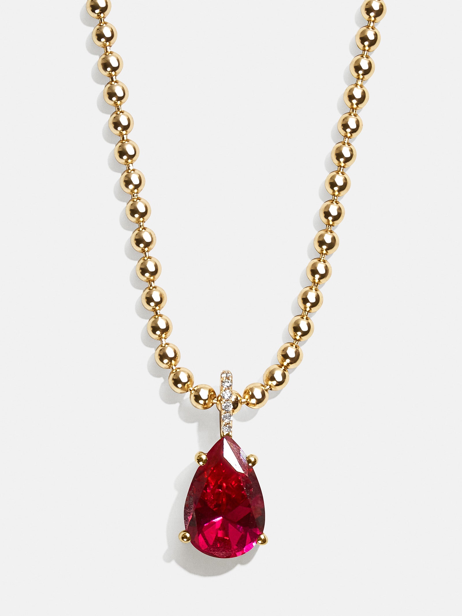 Esther 18K Gold Plated Sterling Silver Birthstone Necklace - Ruby-Blues Comming