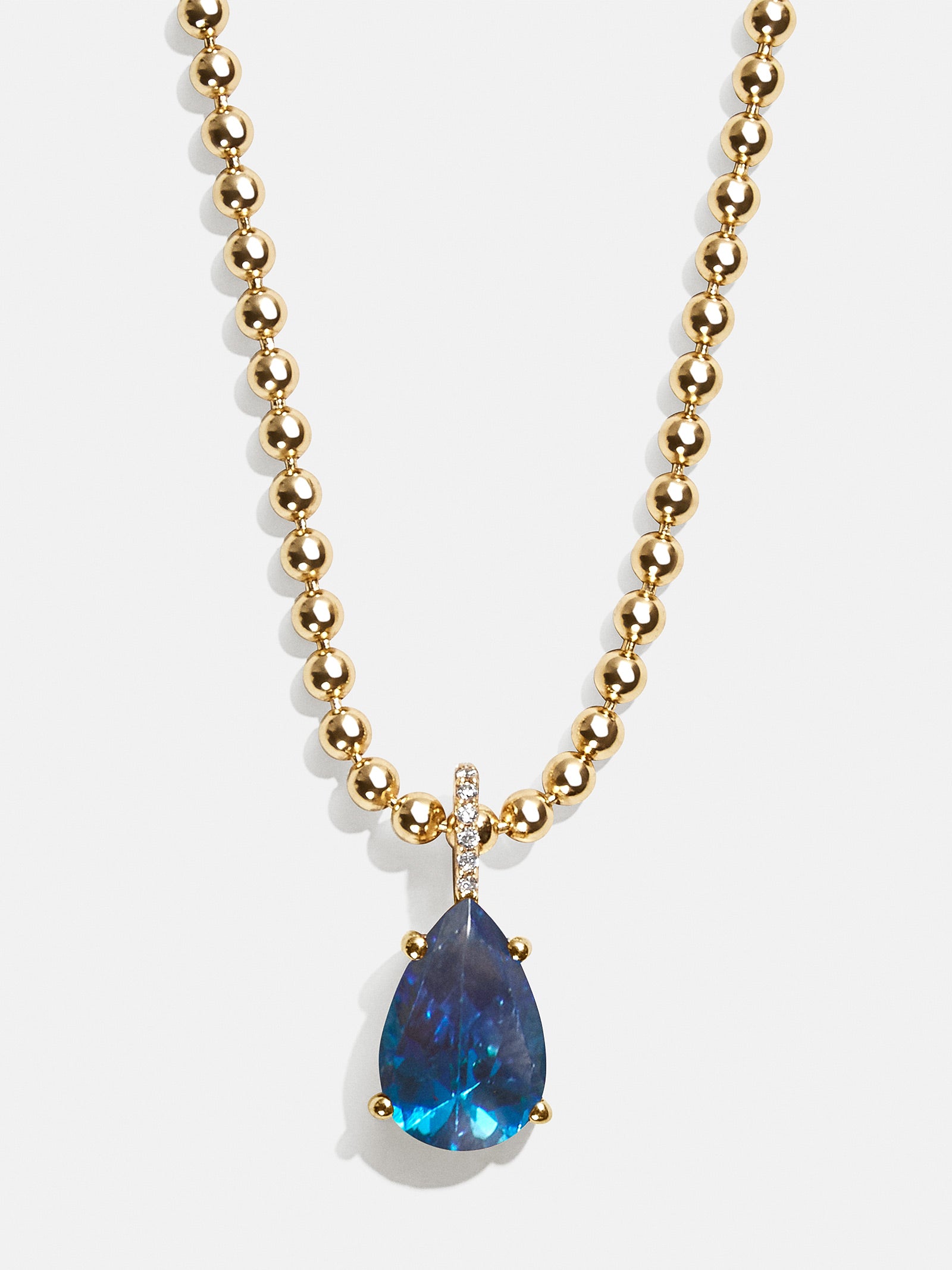 Esther 18K Gold Plated Sterling Silver Birthstone Necklace - Blue Zircon-Blues Comming
