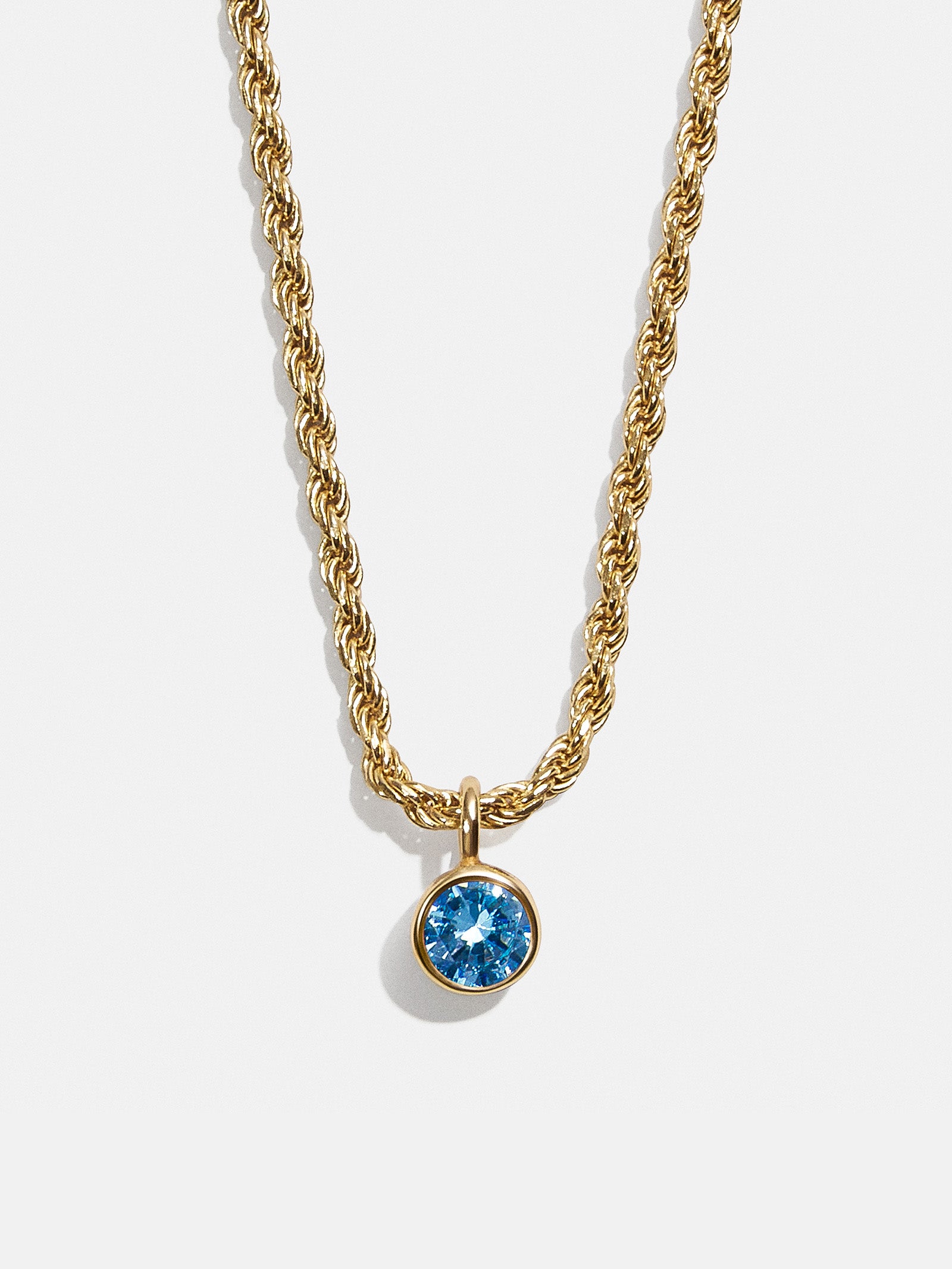 Florence 18K Gold Plated Sterling Silver Birthstone Necklace - Blue Zircon-Blues Comming