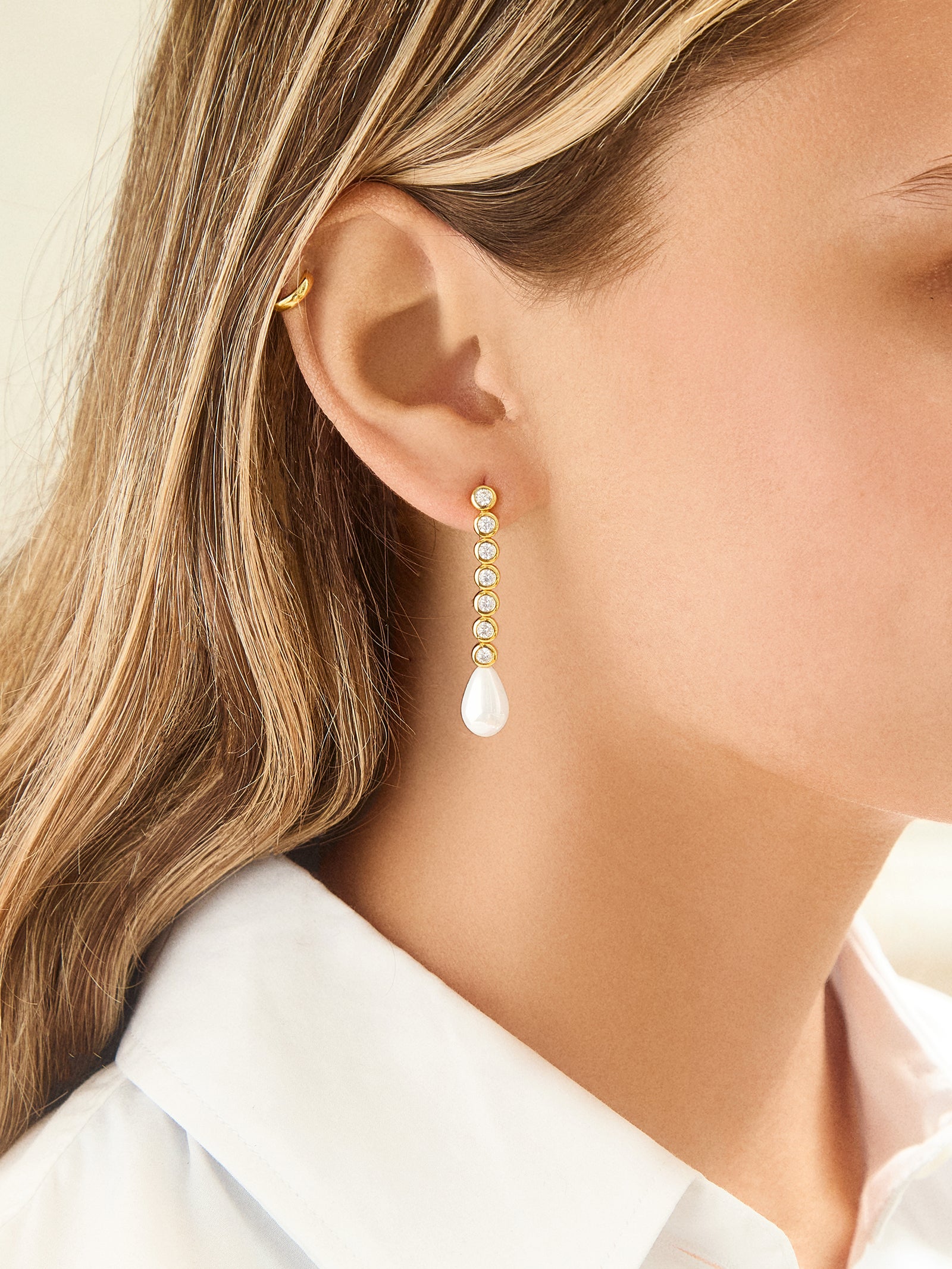 18K Gold Mabel Earrings - Gold/Pavé-Blues Comming