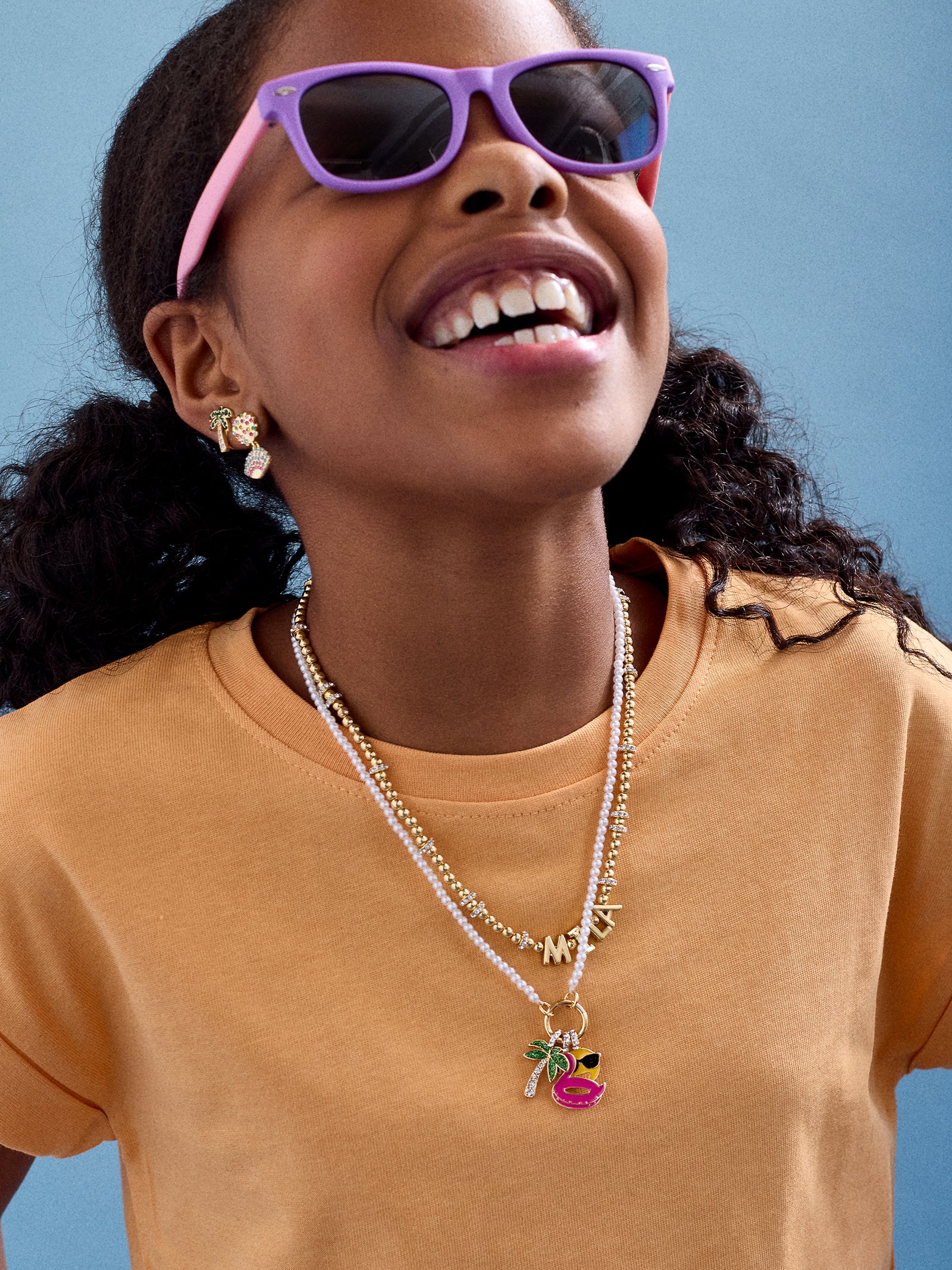 Vacation Mode Kids' Charm Necklace - Palm Tree-Blues Comming