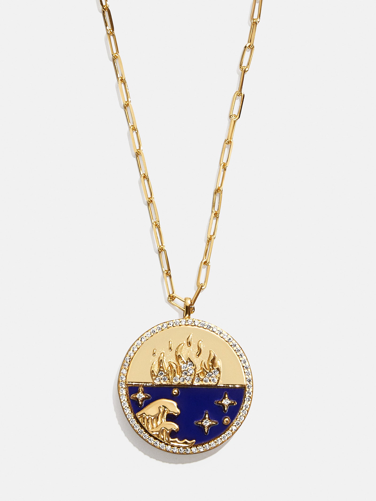 18K Gold Fire Reversible Pendant Necklace - Navy-Blues Comming
