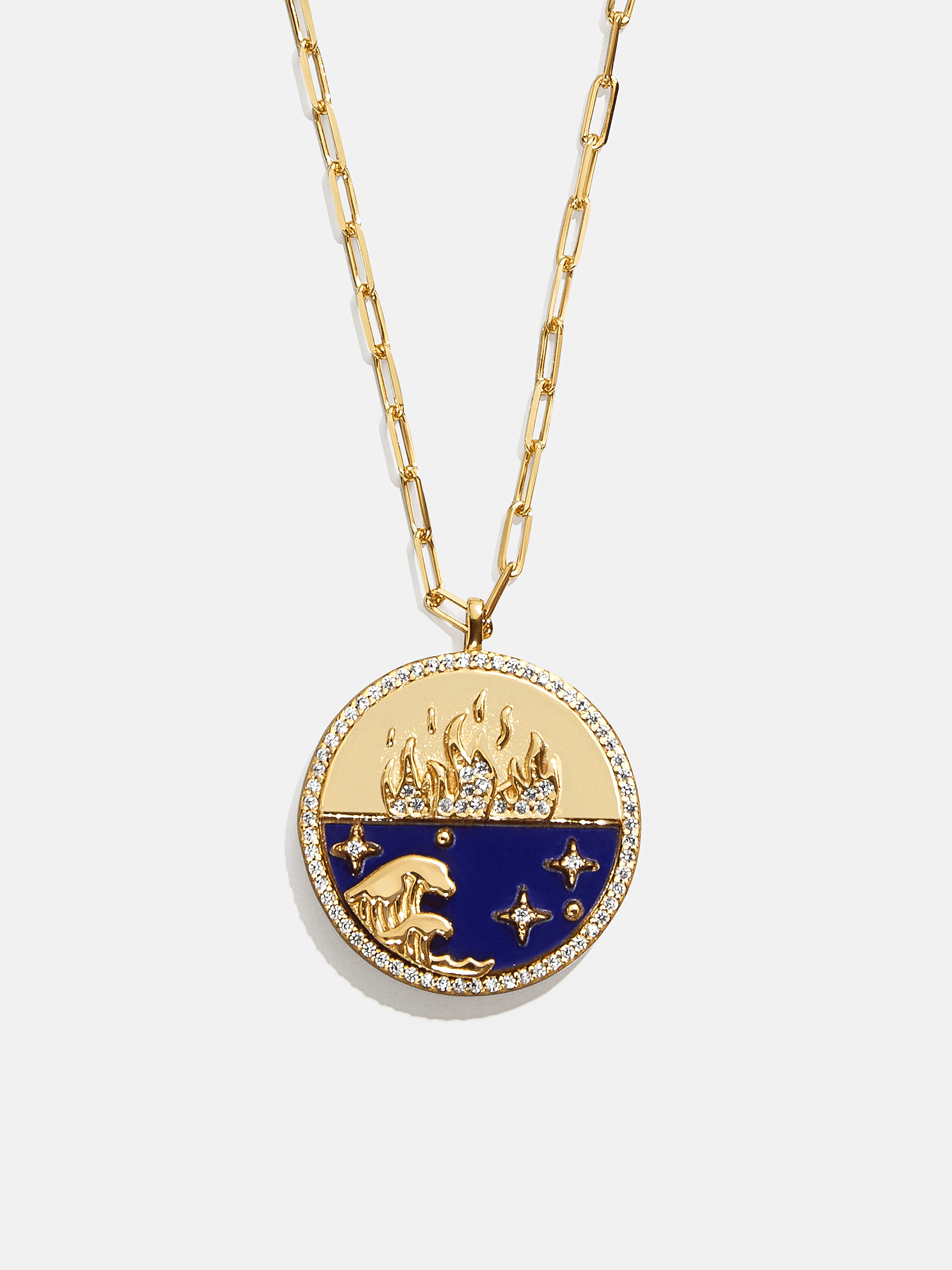 18K Gold Fire Reversible Pendant Necklace - Navy-Blues Comming