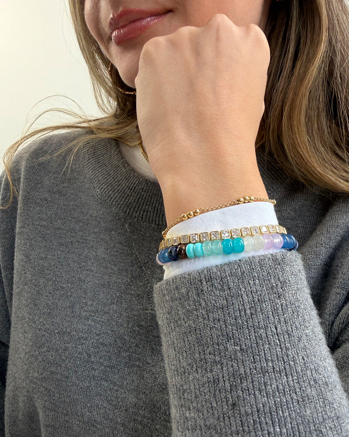 Eileen Beaded Bracelet - Blue Multi-Blues Comming