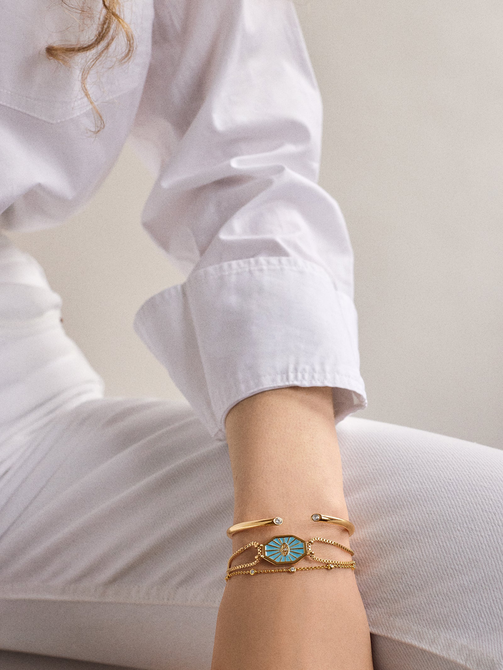 Evil Eye Reversible Bracelet - Gold/Turquoise-Blues Comming