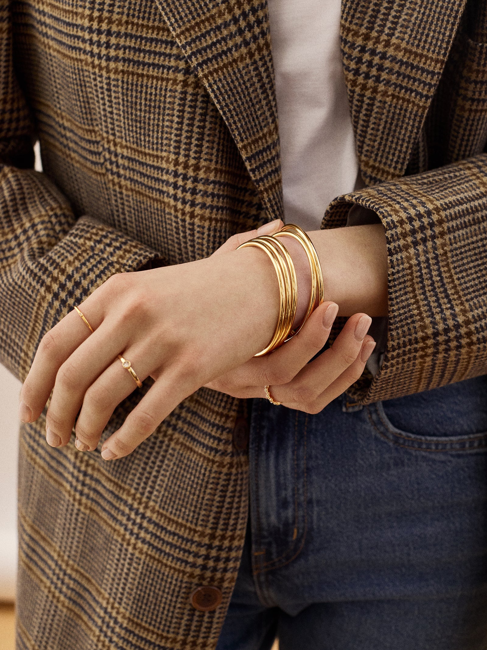 Alexia Bangle Bracelet Set - Gold-Blues Comming