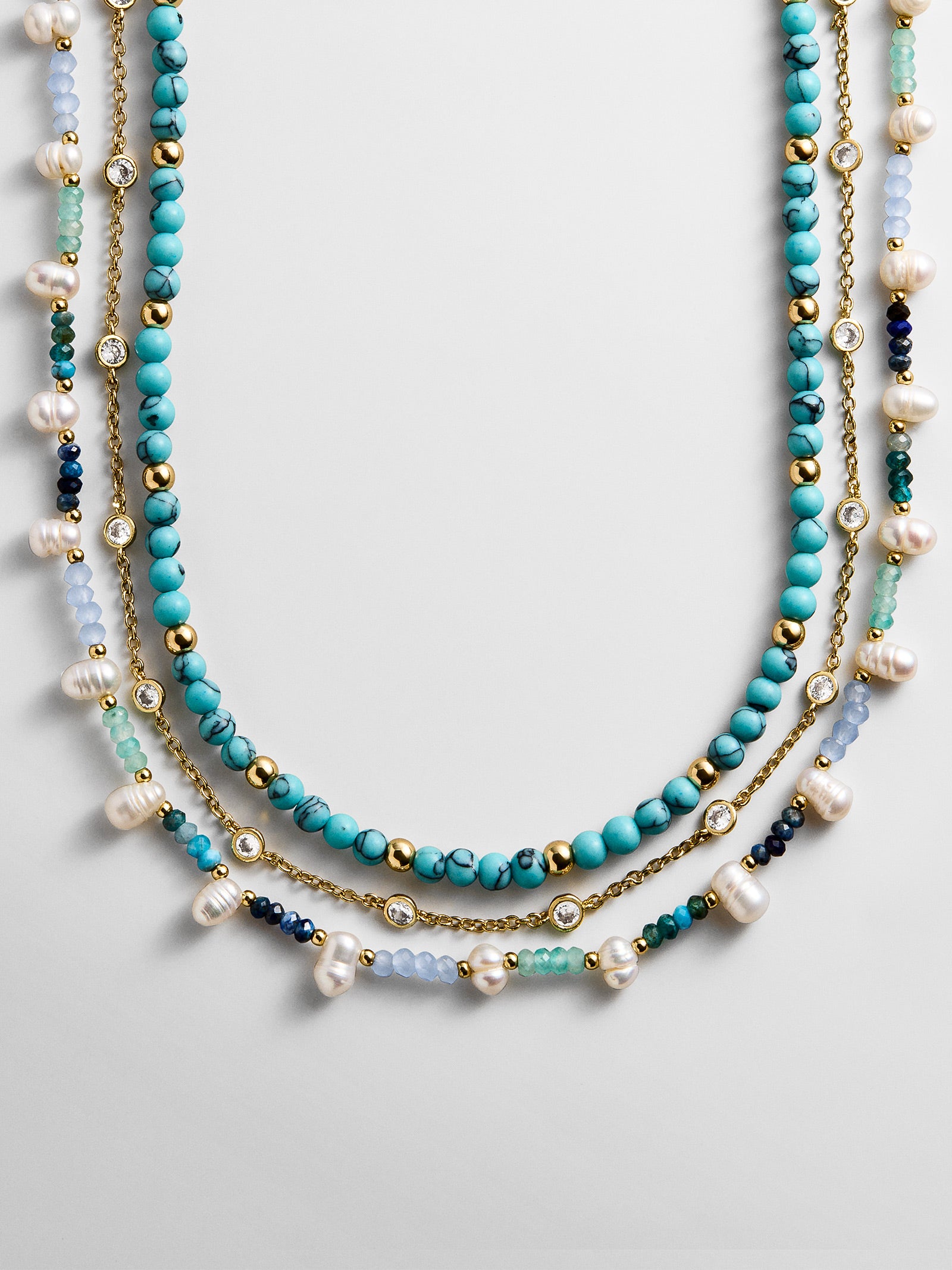 Rowan Semi-Precious Layered Necklace - Gold/Blue