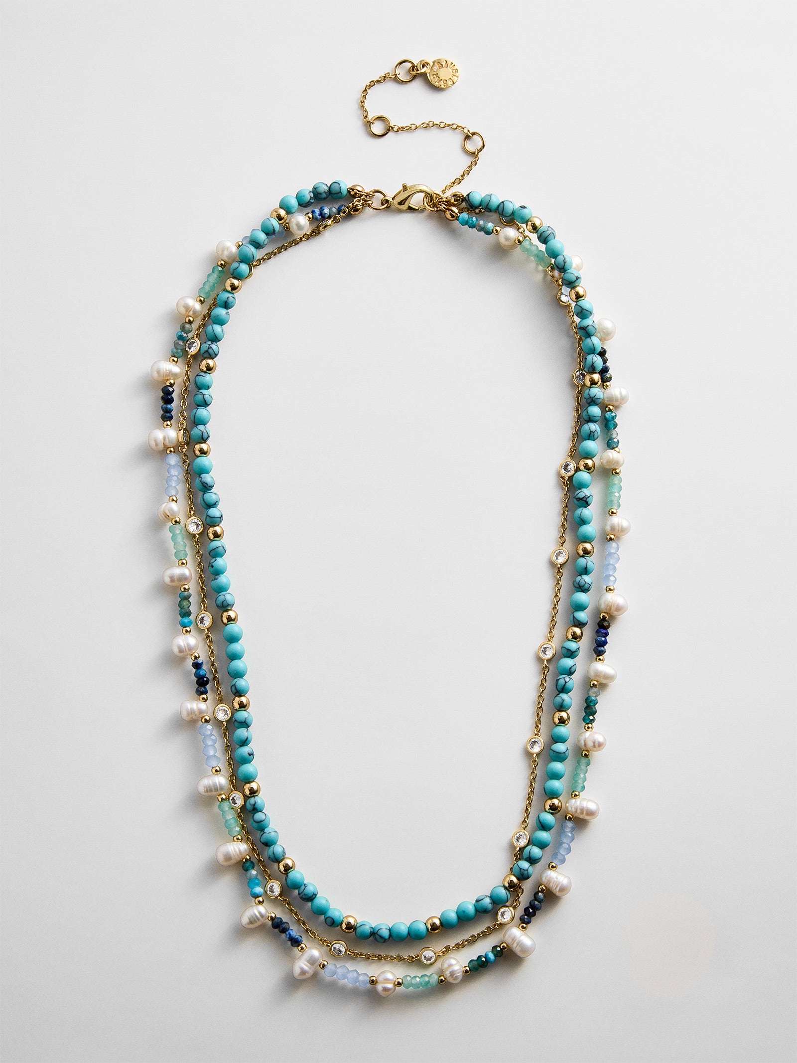 Rowan Semi-Precious Layered Necklace - Gold/Blue