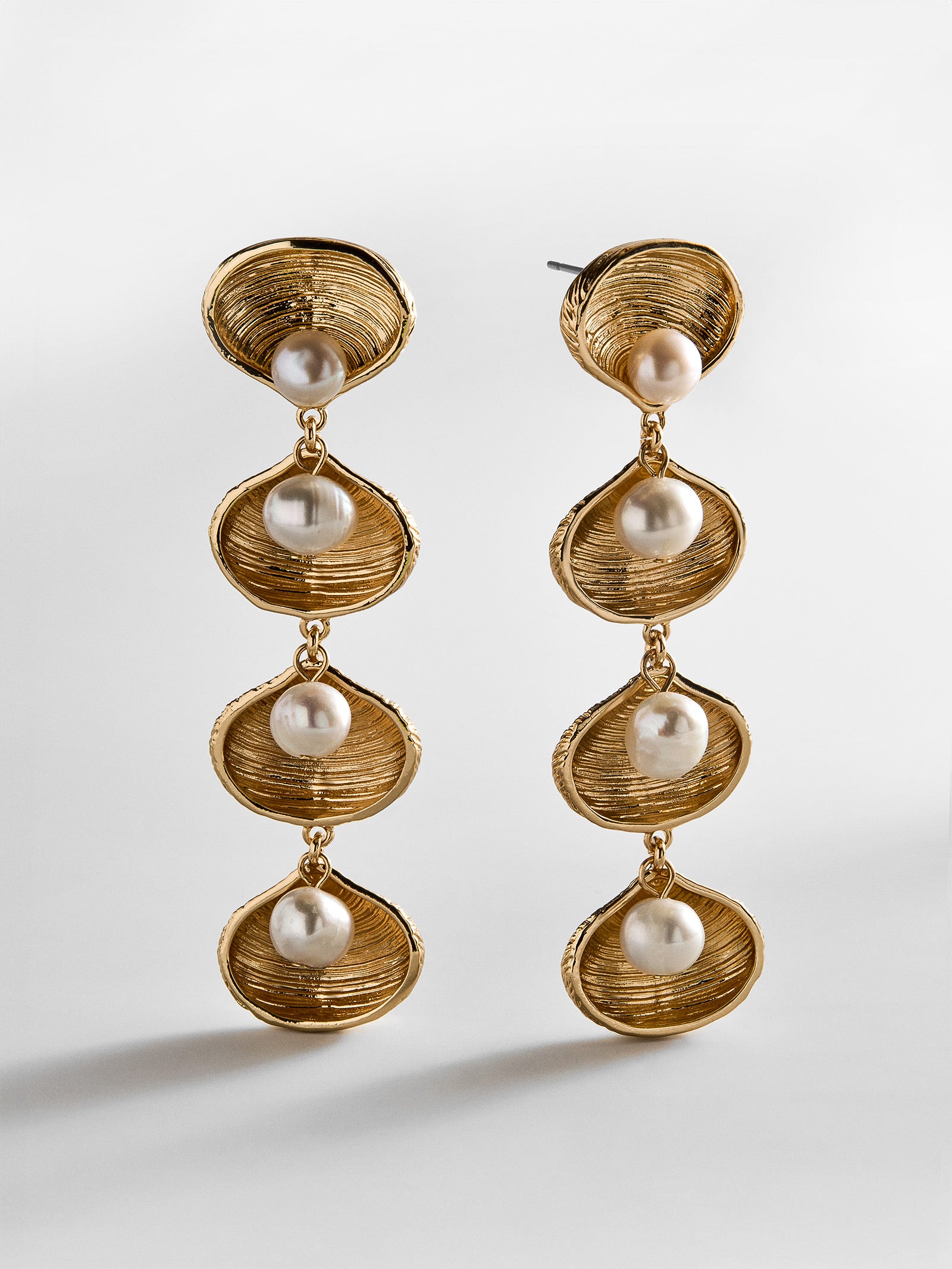 Calypso Seashell Earrings - Gold/Pearl-Blues Comming