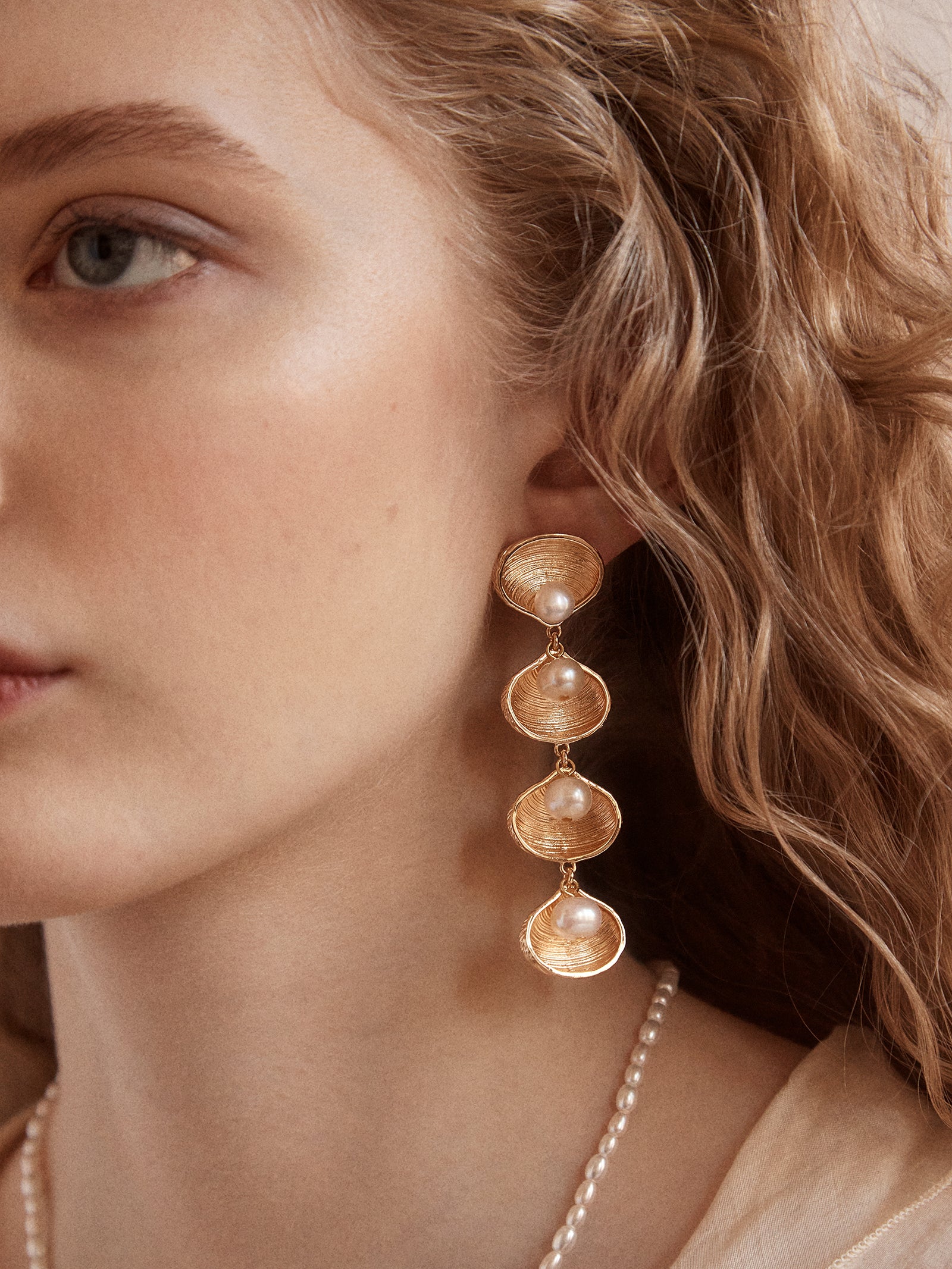 Calypso Seashell Earrings - Gold/Pearl-Blues Comming