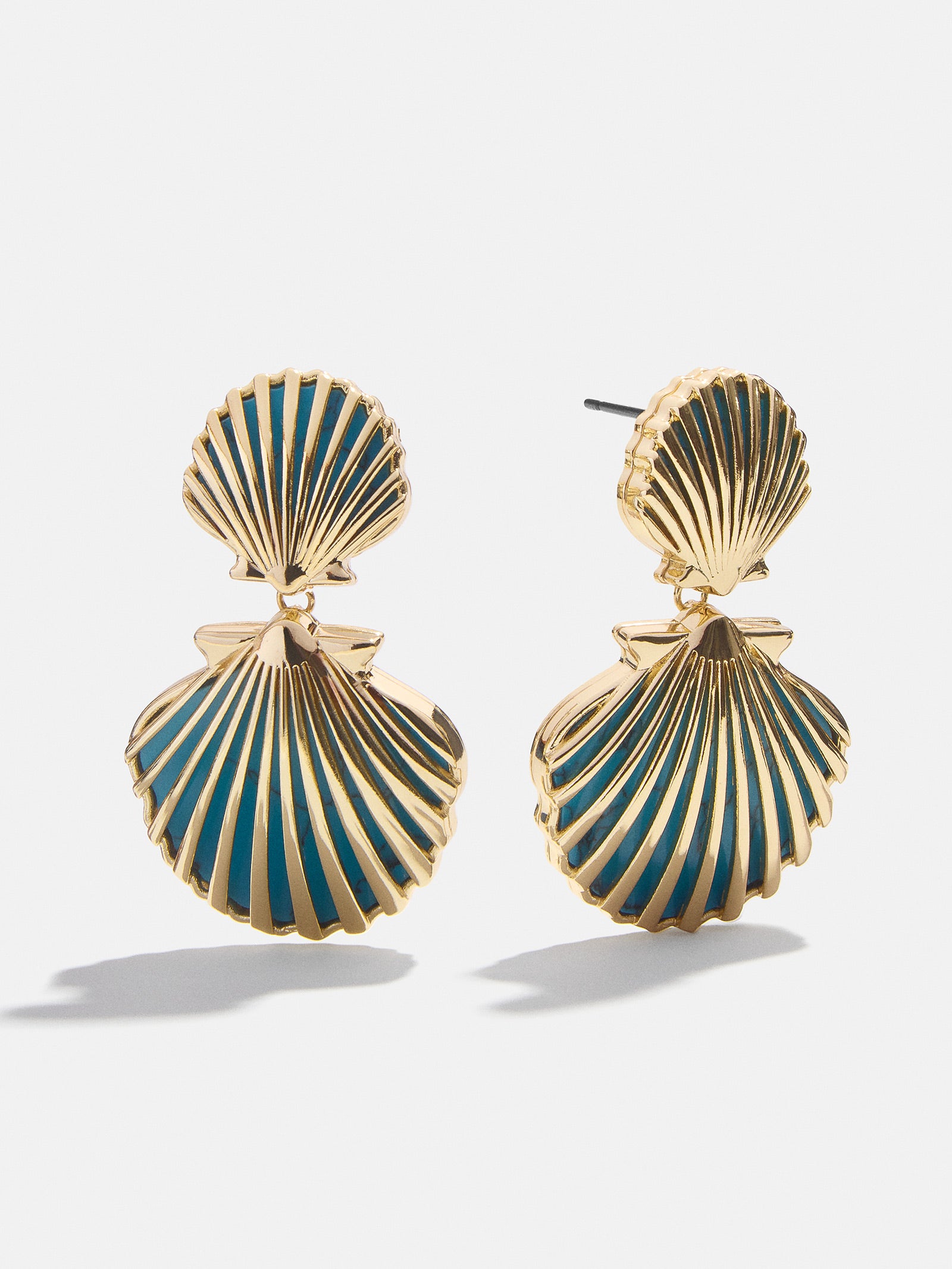Marni Seashell Earrings - Gold/Turquoise-Blues Comming