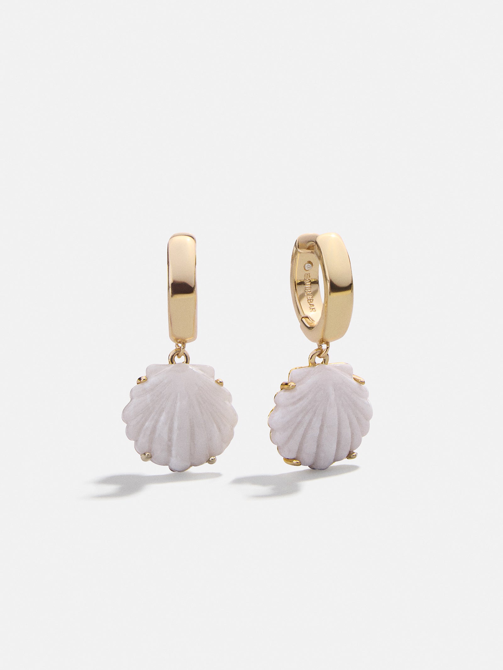 Genevieve Seashell Earrings - Gold/White-Blues Comming