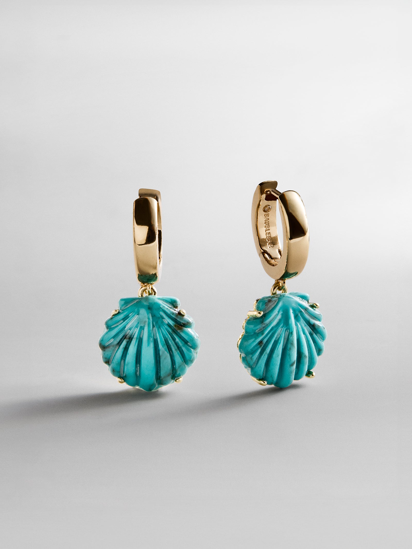 Genevieve Seashell Earrings - Gold/Turquoise-Blues Comming