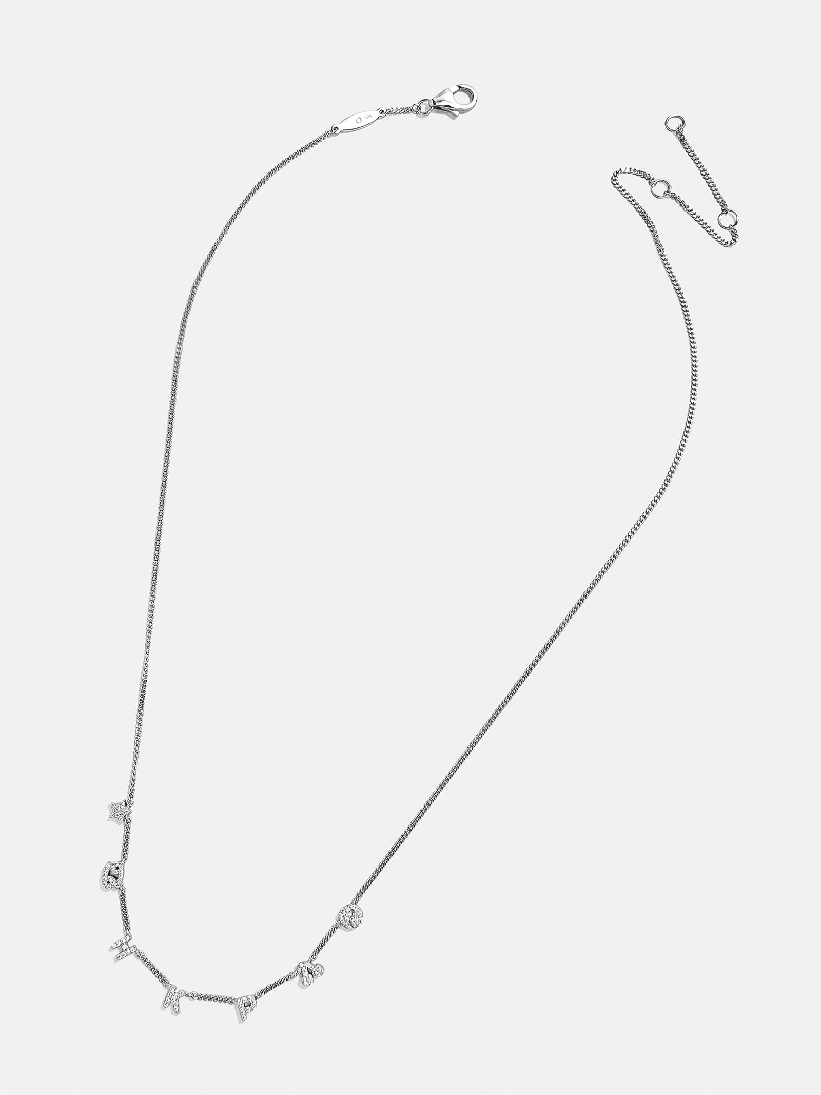 Mini Sterling Silver Custom Icon Necklace - Sterling Silver. Pavé Cubic Zirconia Stones-Blues Comming