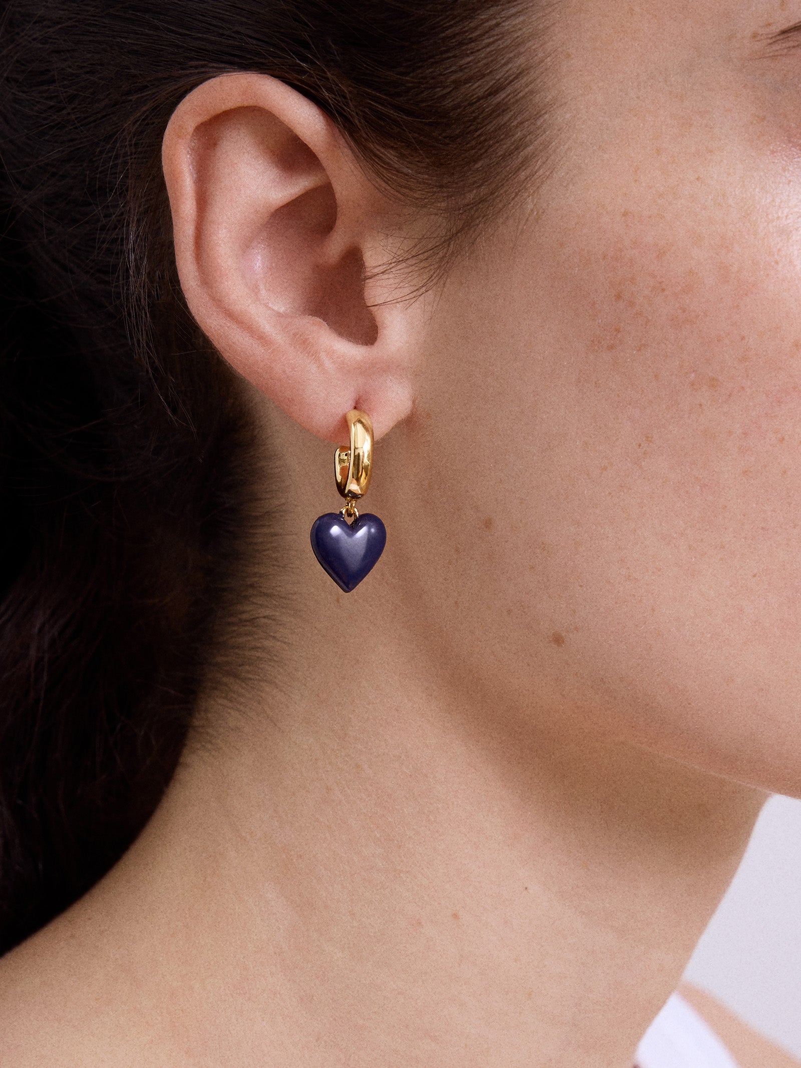 Game Day Heart Drop Earrings - Navy-Blues Comming