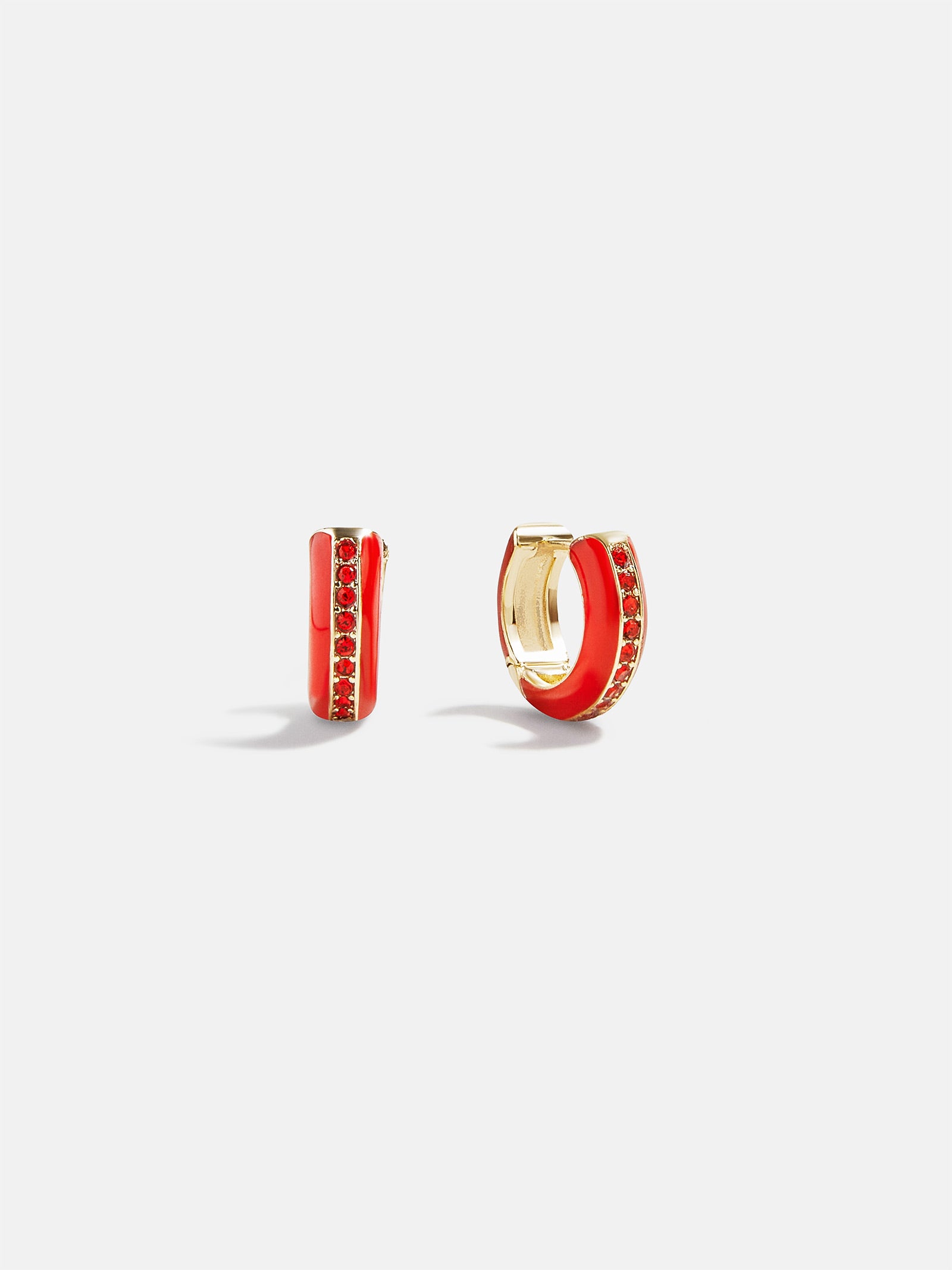Game Day Enamel Huggie Earrings - Red-Blues Comming