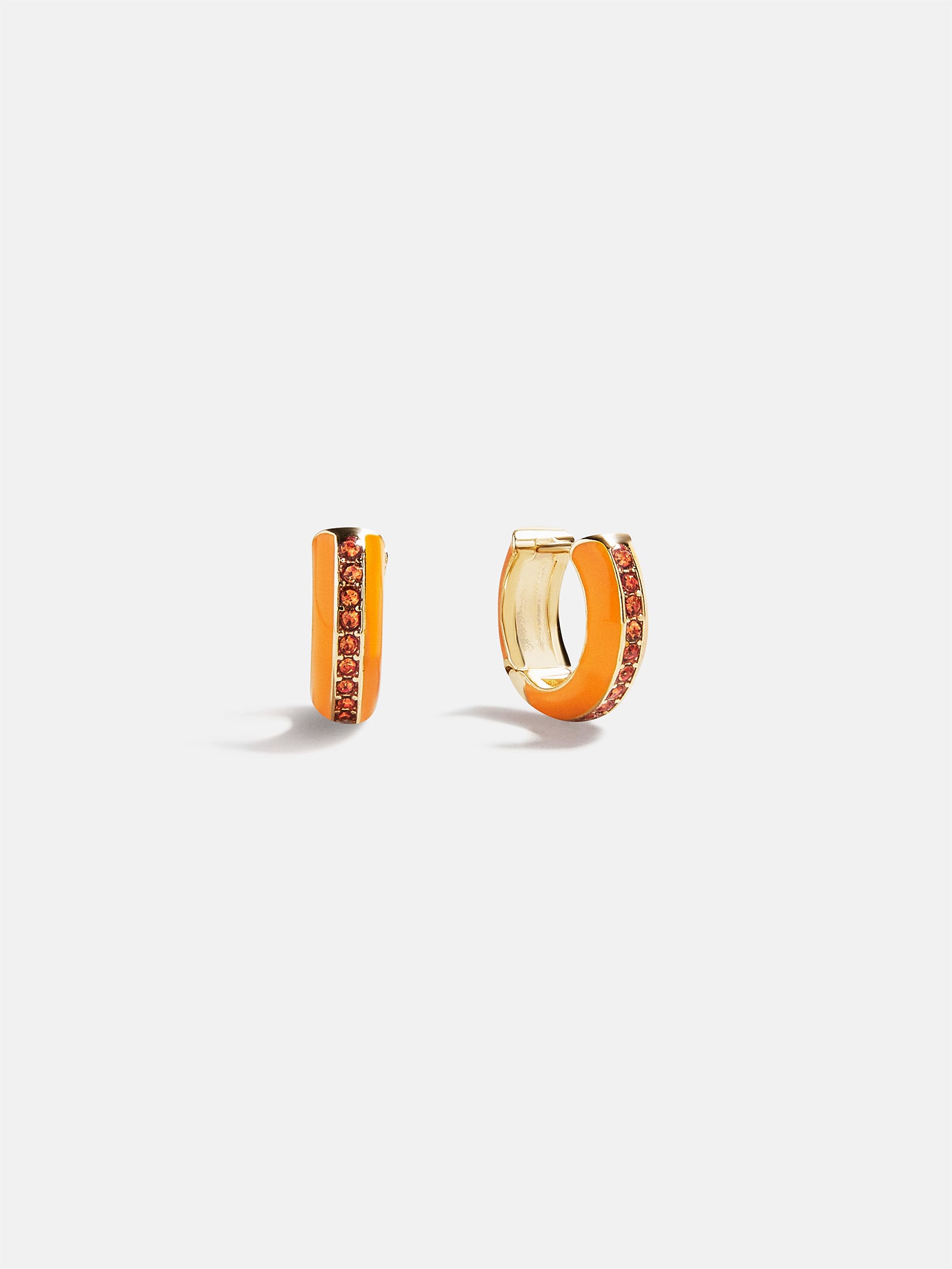 Game Day Enamel Huggie Earrings - Light Orange-Blues Comming