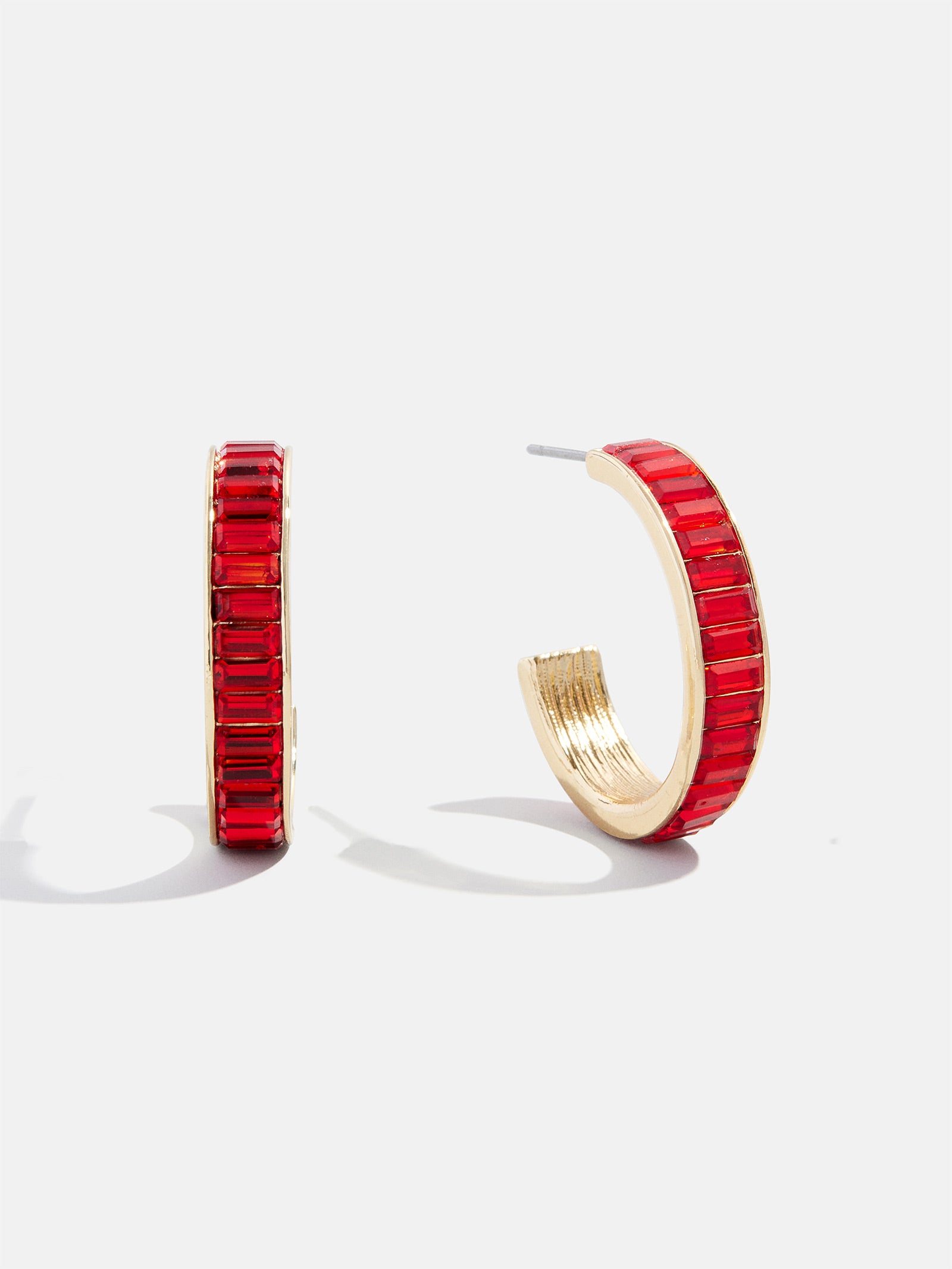 Game Day Baguette Hoop Earrings - Red-Blues Comming