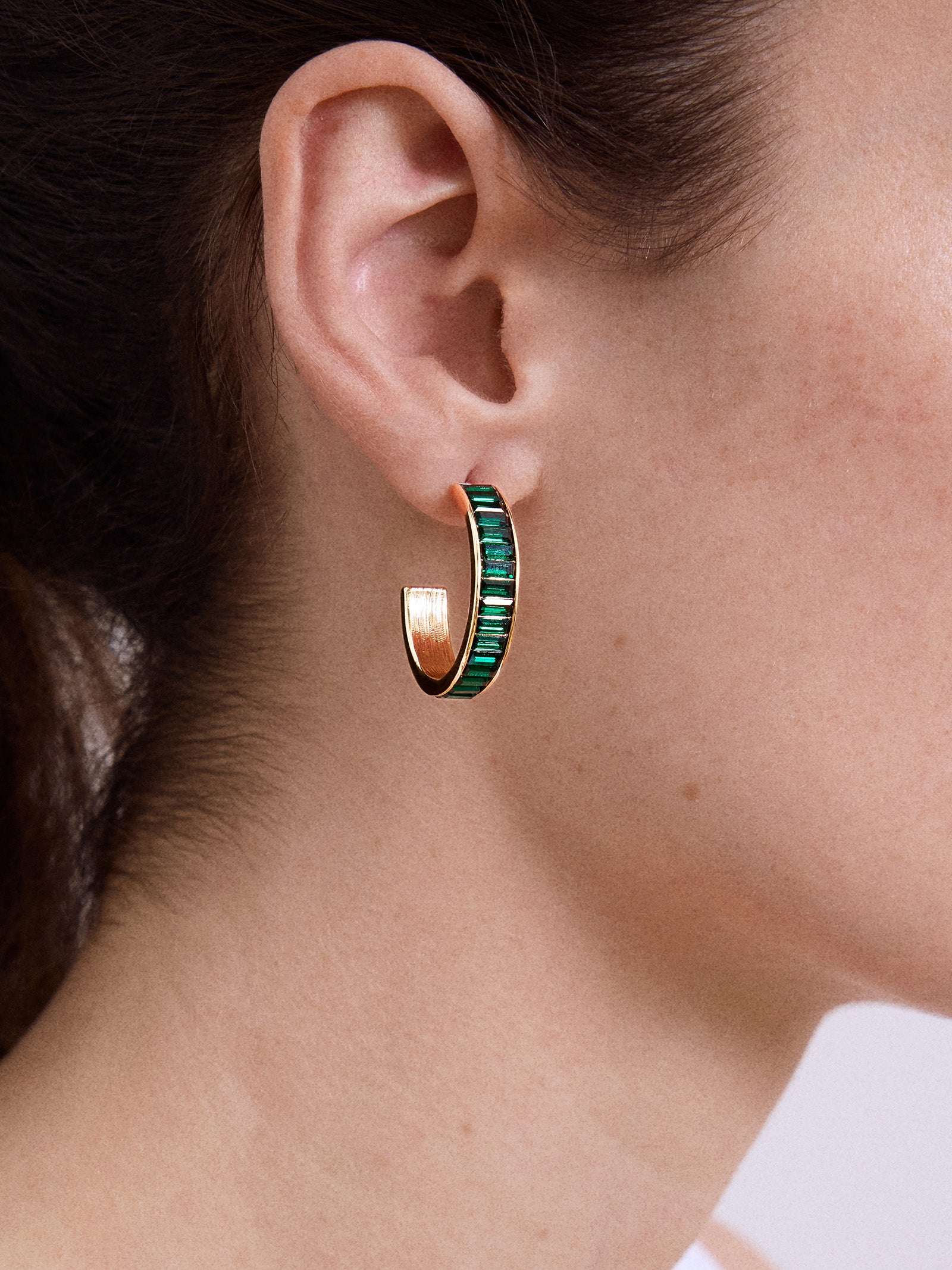 Game Day Baguette Hoop Earrings - Green-Blues Comming