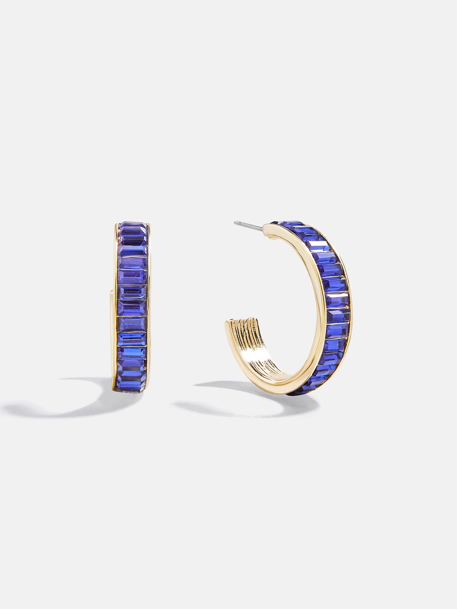 Game Day Baguette Hoop Earrings - Blue-Blues Comming