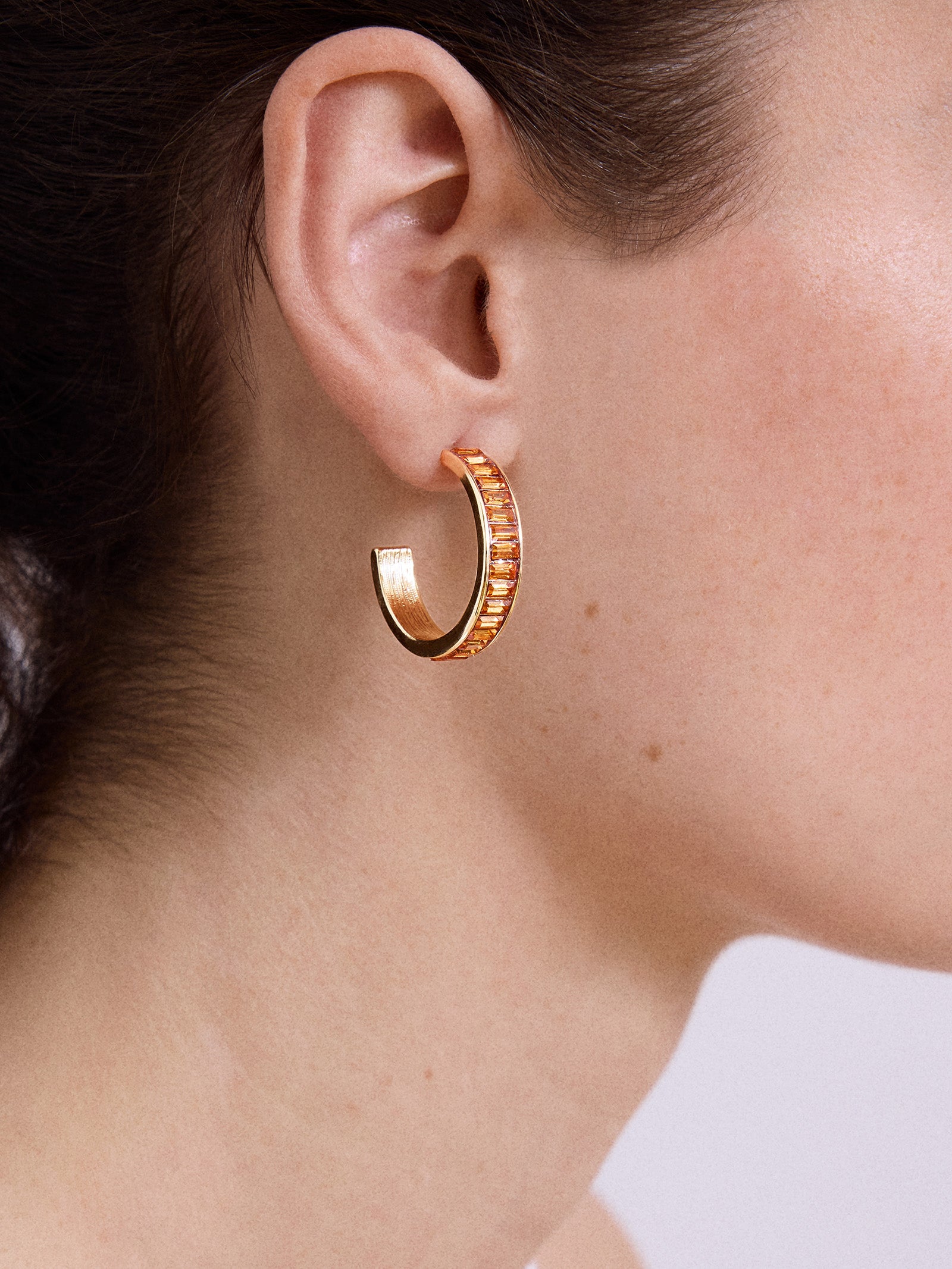 Game Day Baguette Hoop Earrings - Orange-Blues Comming